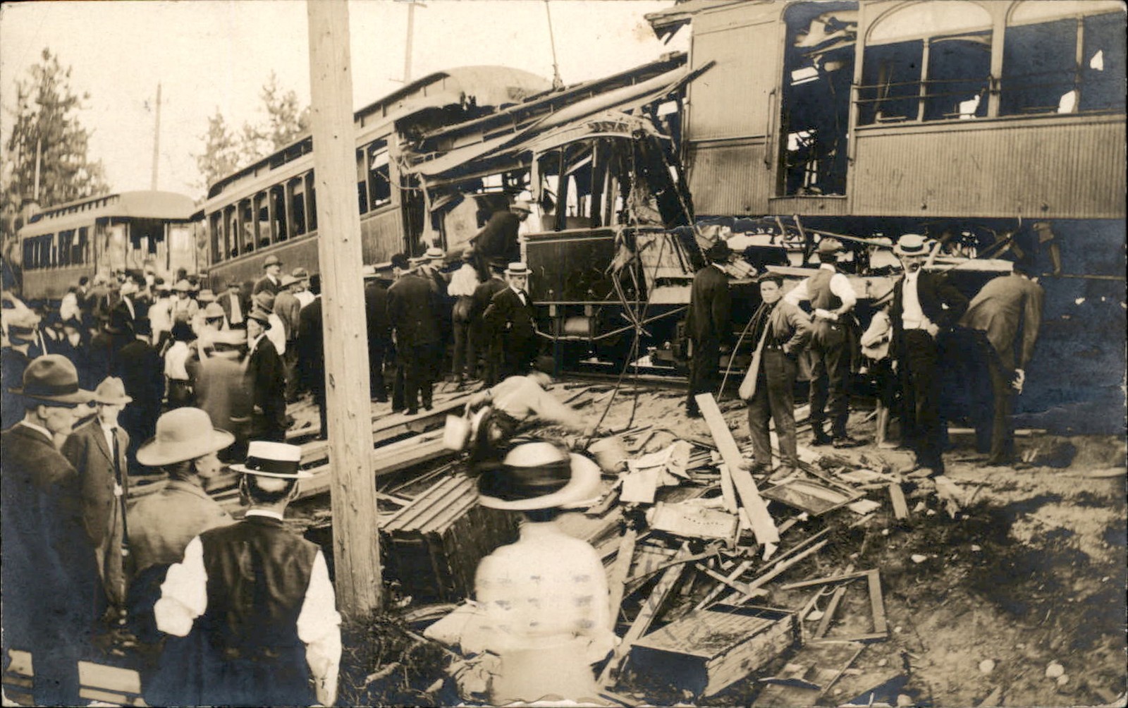 Coeur d'Alene ID Postmark RR Train  Wreck c1900s-10s Real Photo Postcard bhn