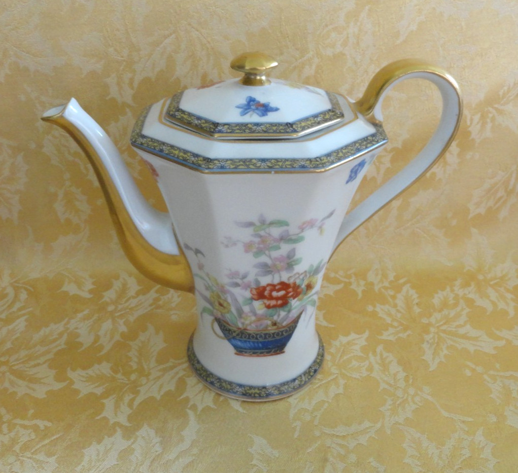 Theodore Haviland Limoges France Ganga Octagonal Coffee Pot Heavy Gold Gilt