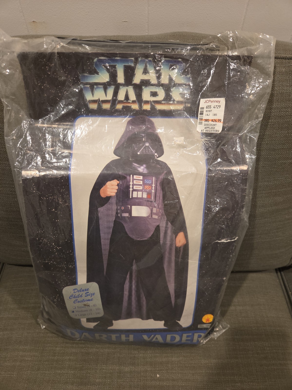 Vintage 1994 Star Wars Darth Vader Childrens Halloween Costume No. 18916 Rubies