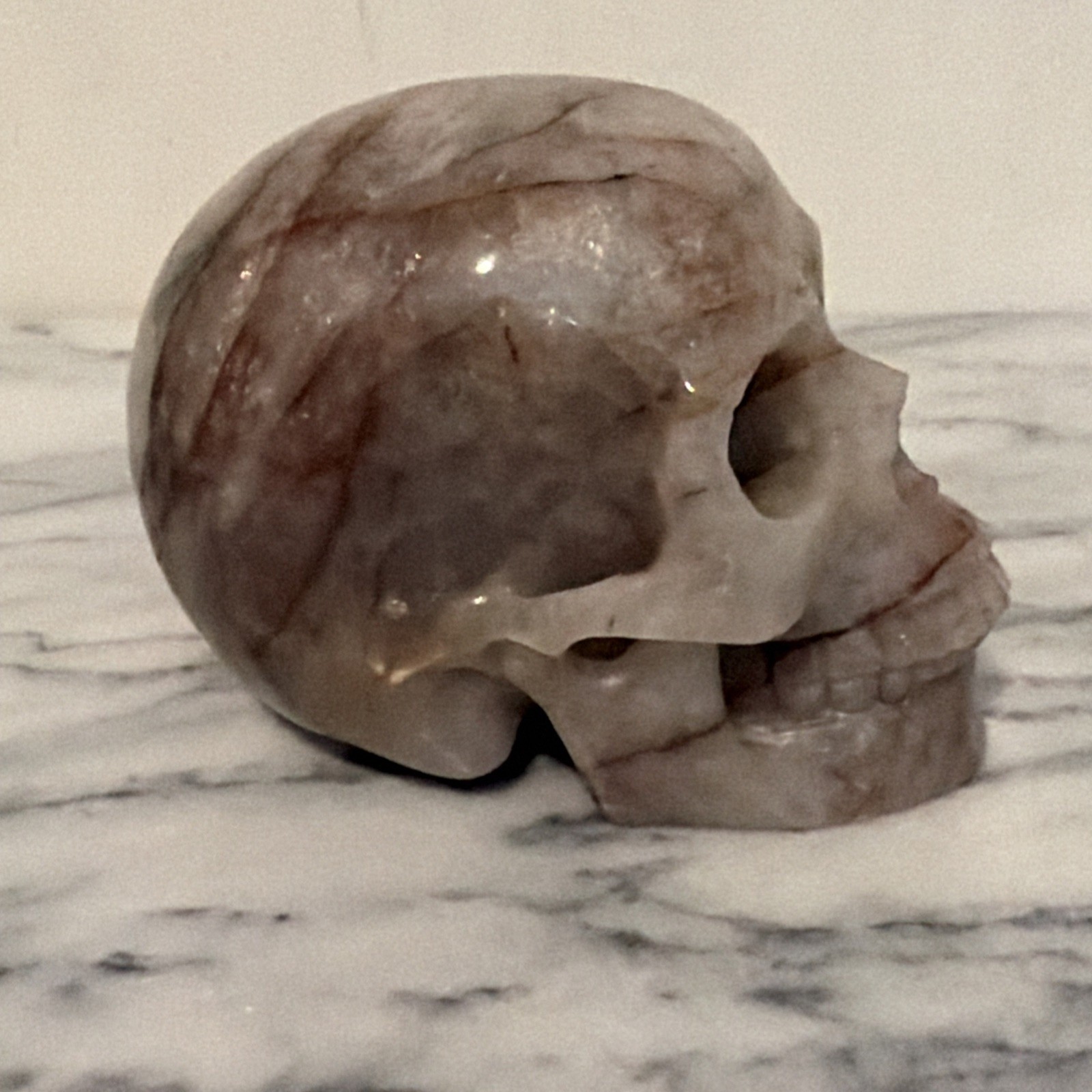 Hand-Carved Fire Quartz Crystal Skull Realistic Red Hematoid Quartz Carving 3lb Hand-Carved Fire Quartz Crystal Skull Realistic Red Hematoid Quartz Carving 3lb