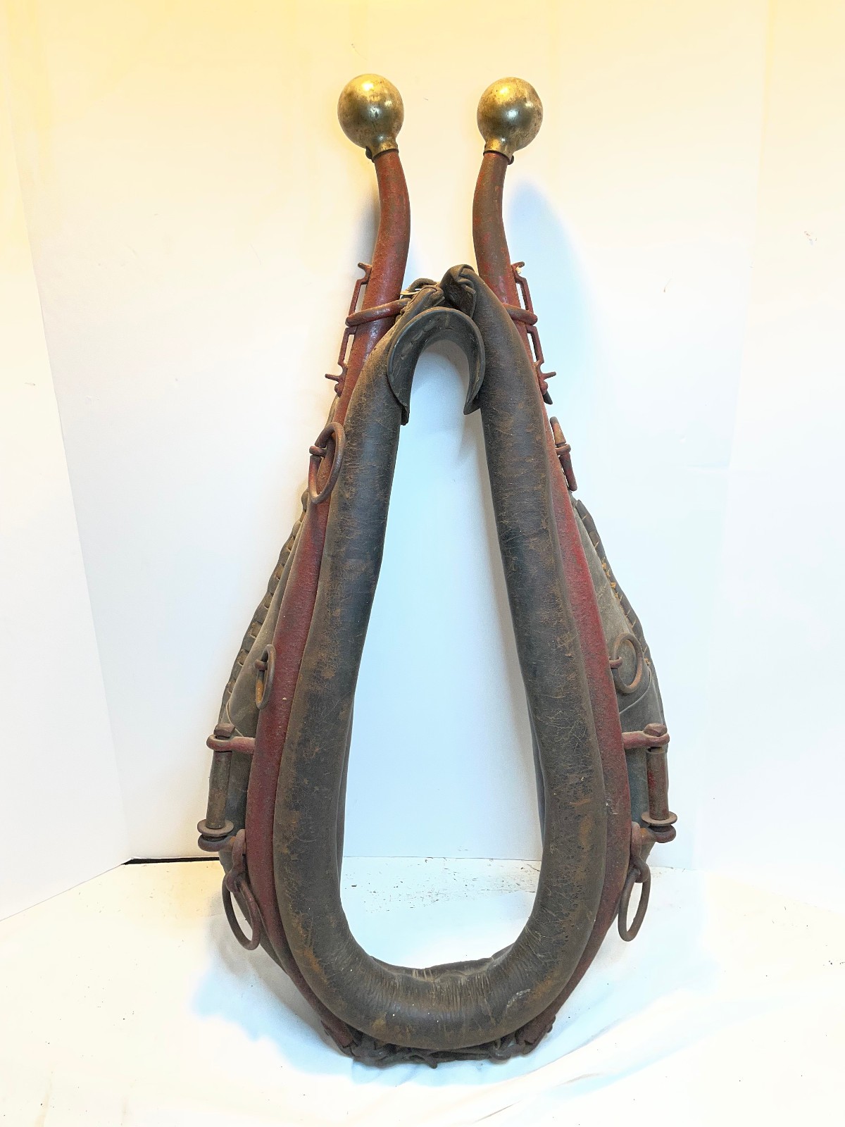 Antique Vintage Leather Horse Mule Collar Hames Western Harness Primitive Farm
