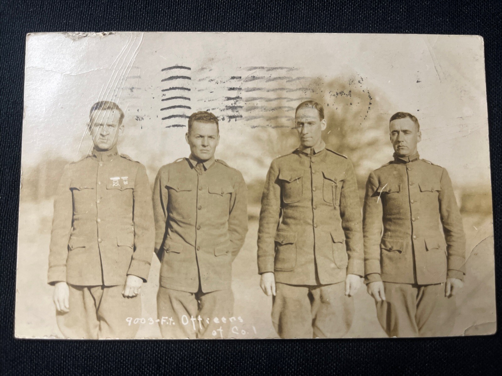 Antique WW1 WWI 1917 US Army Group New York IDENTIFIED Photo RPPC Postcard Rare