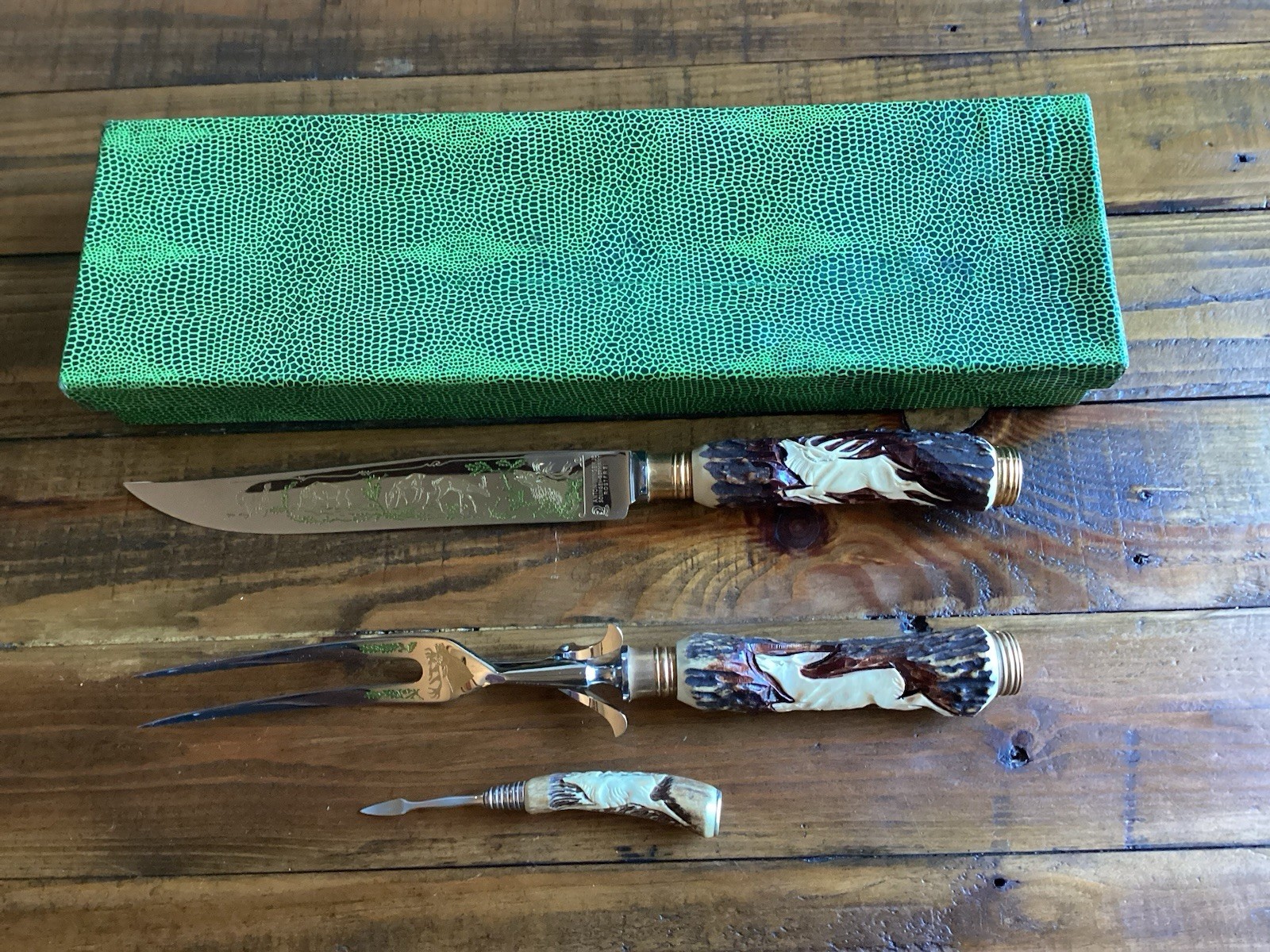 Vtg Anton Wingen Jr. Sollingen Germany Rostfrei 3 Pc. Carving Set