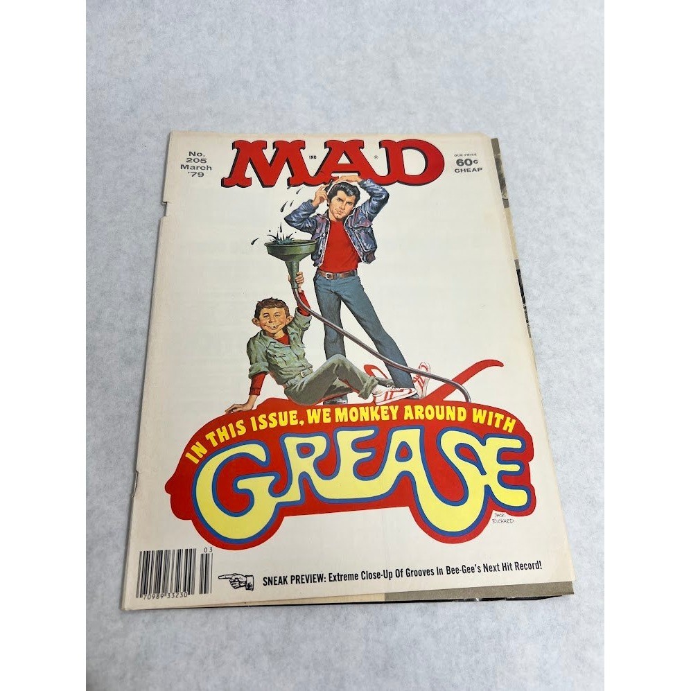 Vintage MAD Magazine No 205 March 1979 Grease Satire Jack Rickard Cover Humor Vintage MAD Magazine No 205 March 1979 Grease Satire Jack Rickard Cover Humor