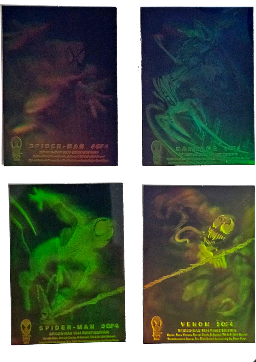 1994 FLEER THE AMAZING SPIDER-MAN 4 CARD HOLOGRAM SET CARNAGE/VENOM/SPIDEY