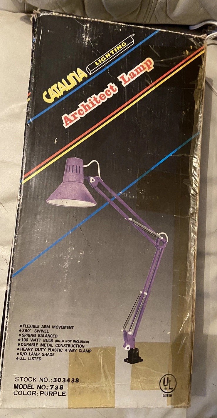 Vintage Catalina Purple Drafting Articulating Desk Task Light with Base TESTED