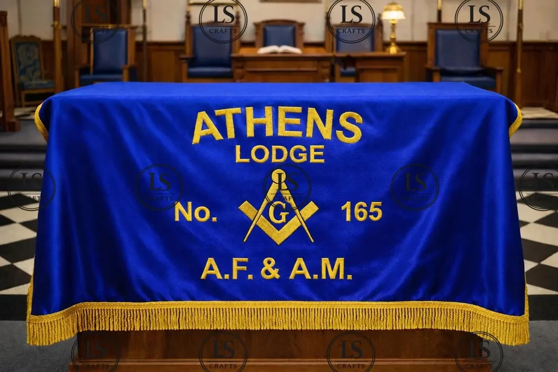Custom Masonic Table Cover Lodge Altar Cloth – Embroidered (A.F. & A.M.)