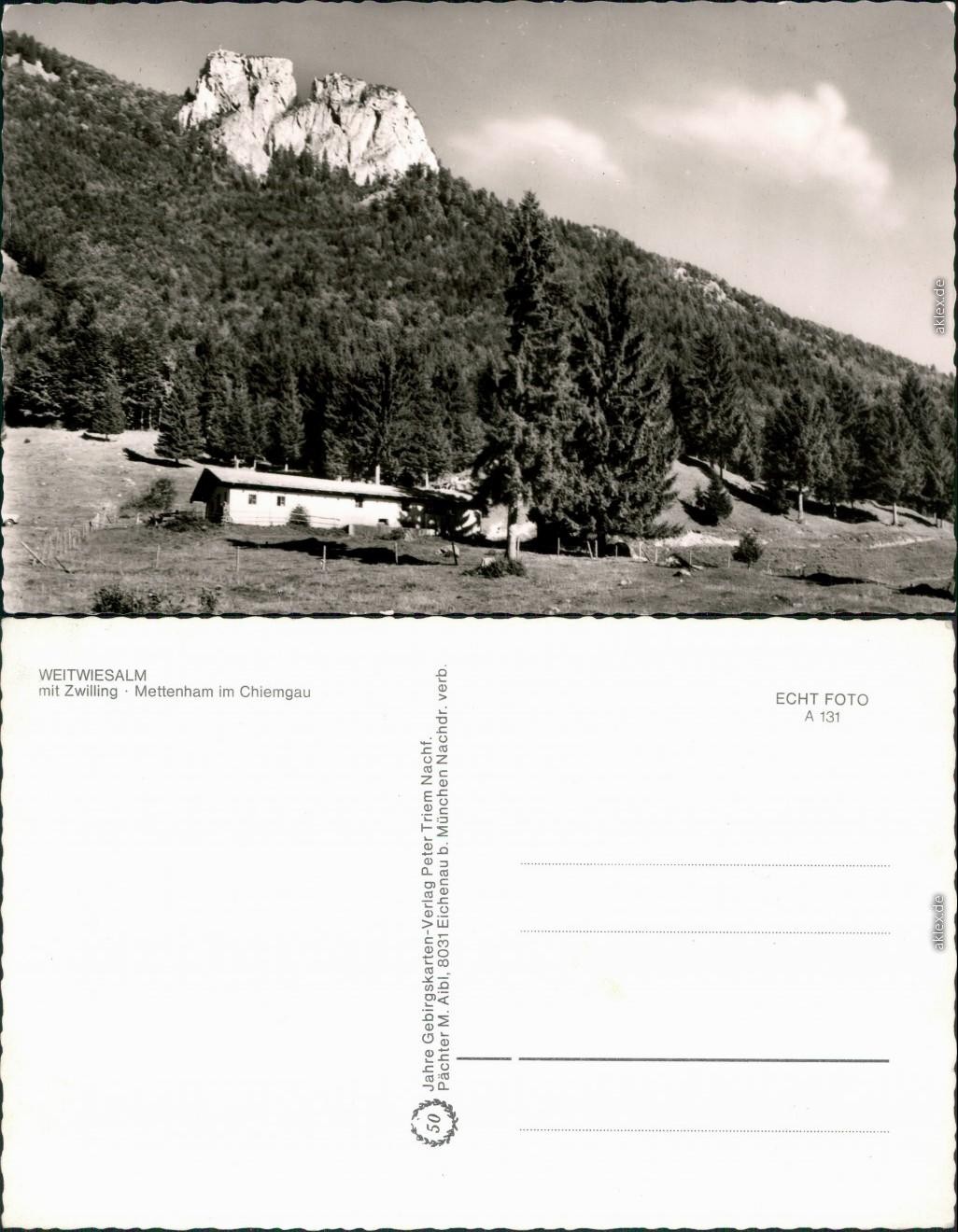 Postcard Mettenham Weitwiesalm with Twin 1965