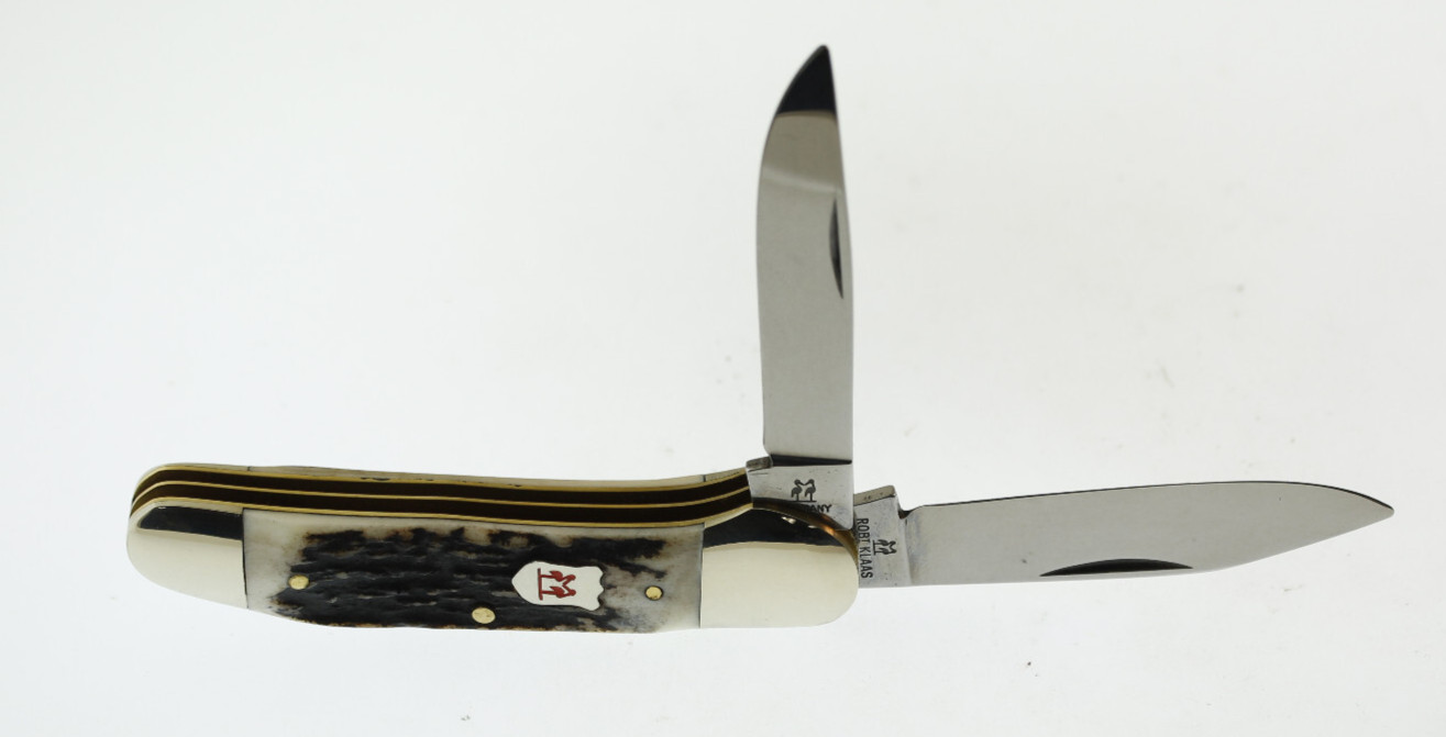 Robert Klaas Kissing Crane 1359 2 Blade Folding Knife Stag Handle 3 3/8\