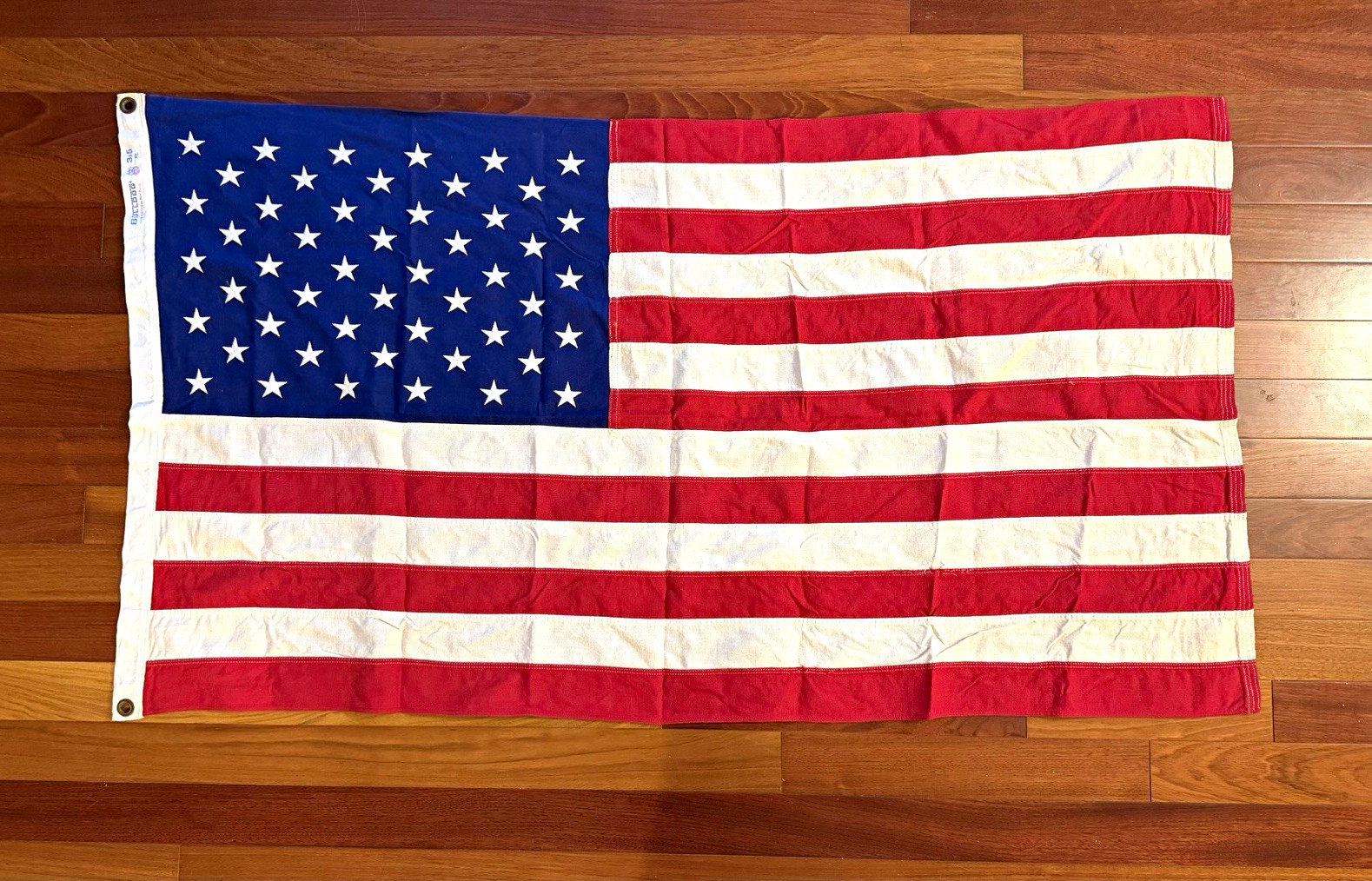 Vintage Bulldog Cotton Bunting 50 Star American Flag Stitched 3x5 Feet