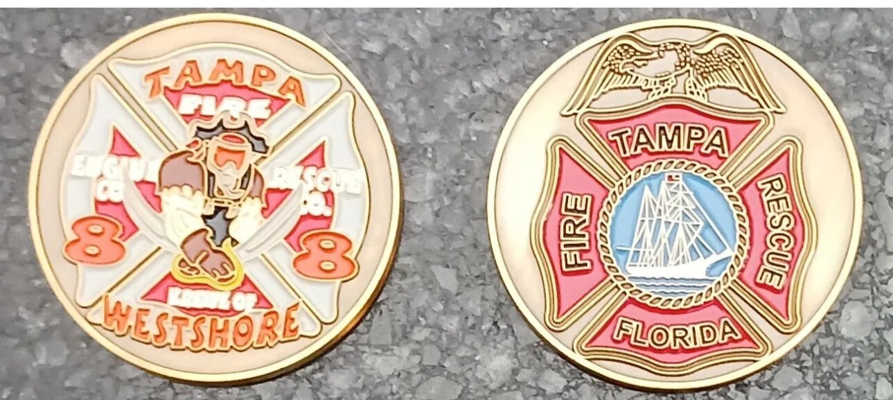 NEW Tampa Fire Department Station 8 Challenge Coin Krewe Of Westshore