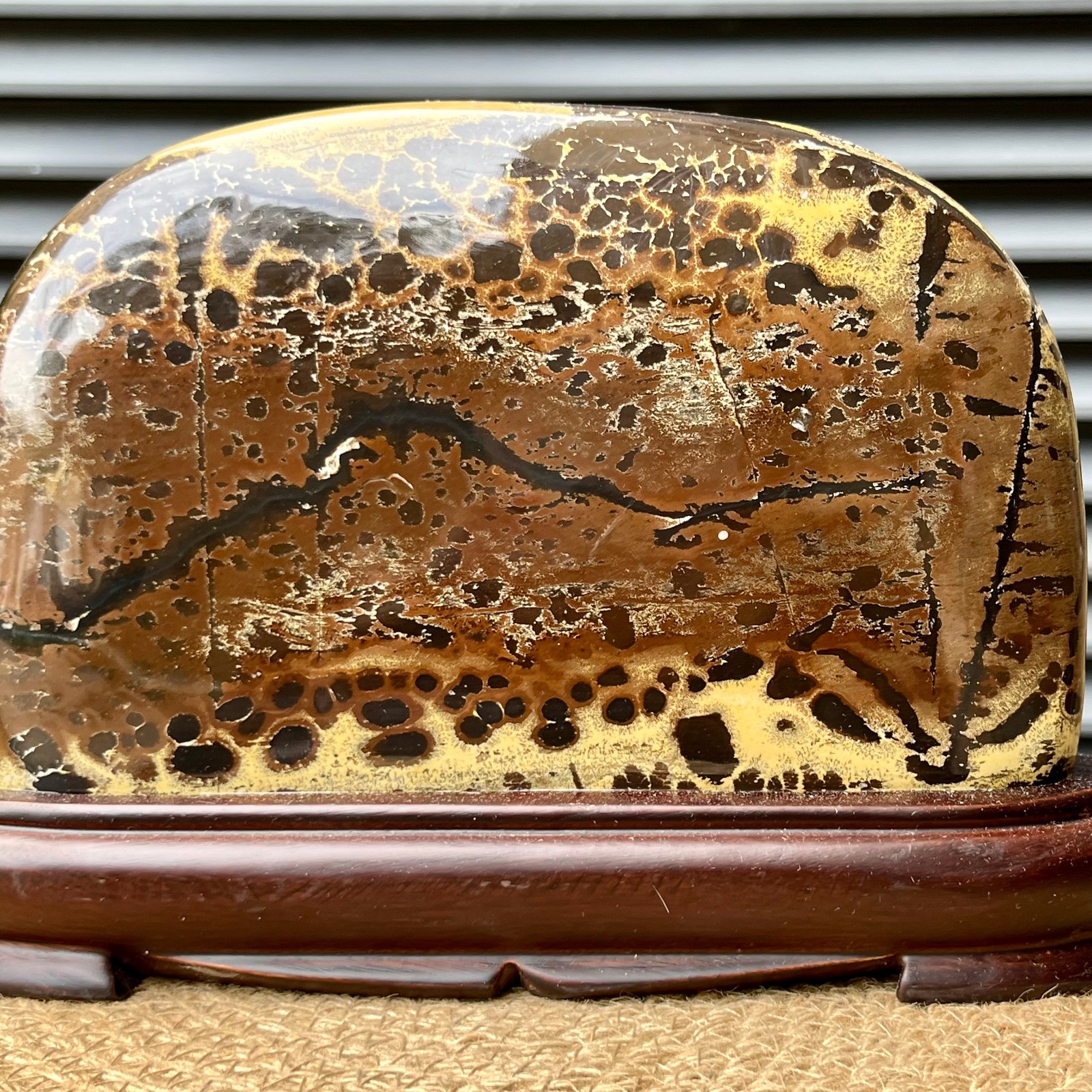 5.3 lb  Natural Landscape Stone Art Gift Home Office Display Decor w/ Stand