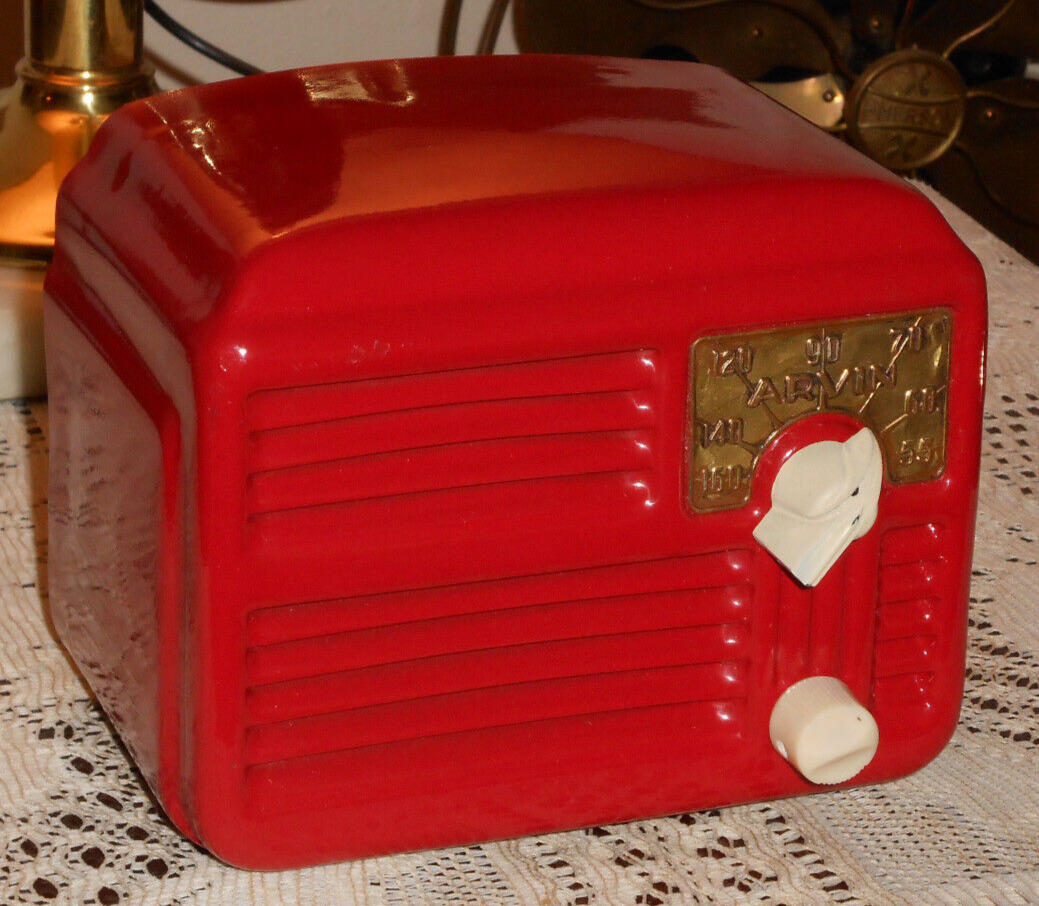 VTG 1940's ARVIN MIDGET TUBE AM RED RADIO 444 RESTORED WORKS L@@KS FANTASTIC