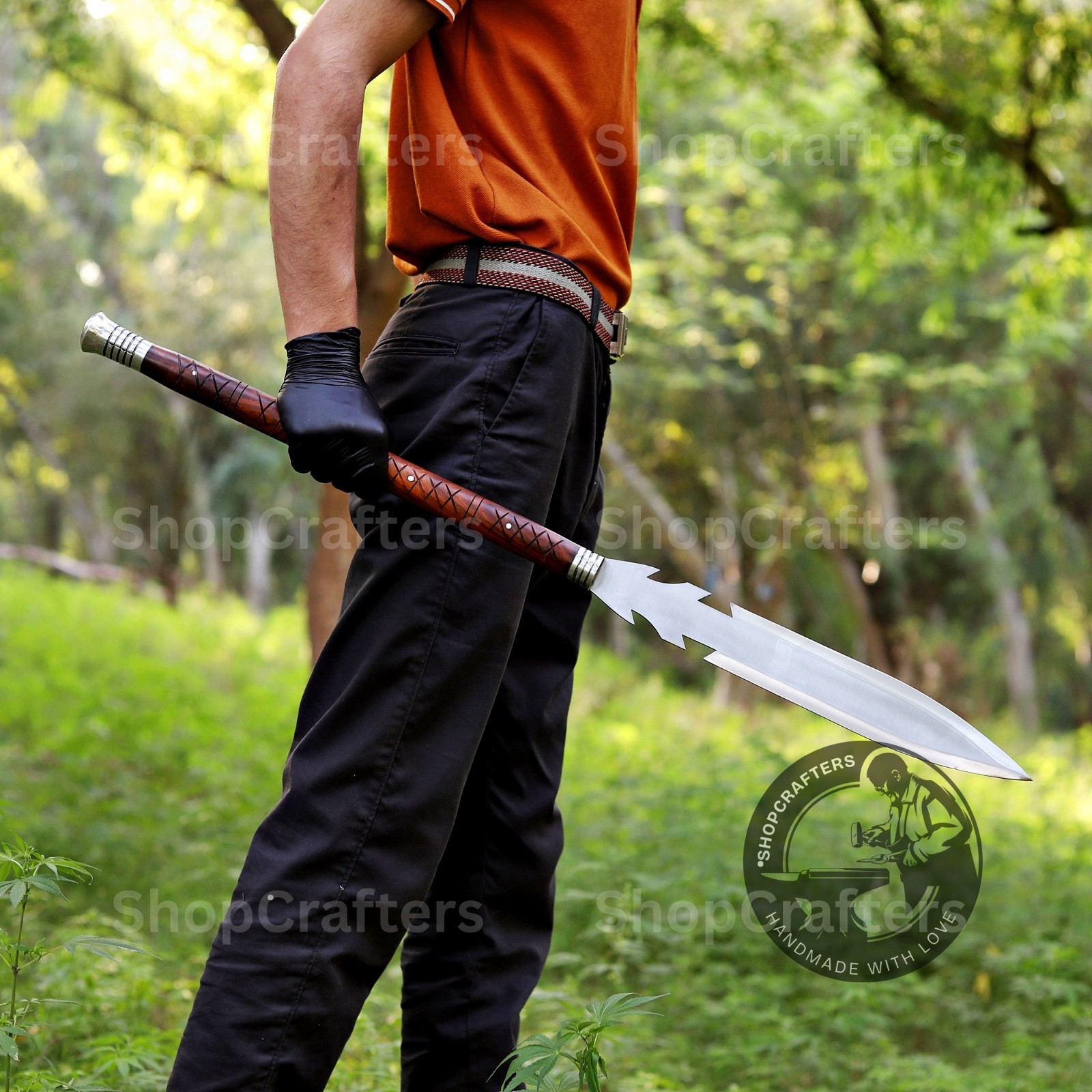 Viking Spear Custom Handmade Carbon Steel Blade | Hunting Spear Camping Spear