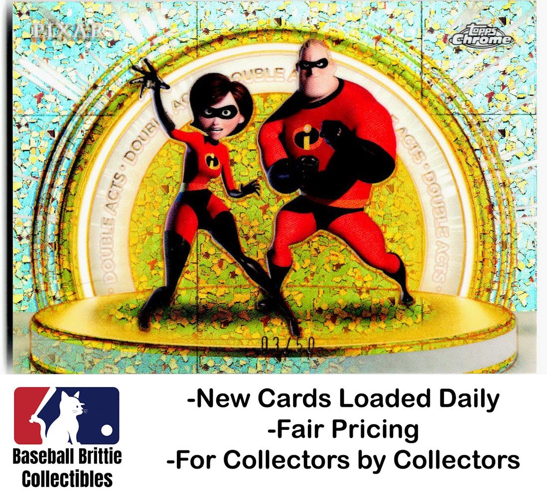 2025 Topps Pixar Gold Mr Incredible Elastigirl Double Acts Gold Diamond #/50