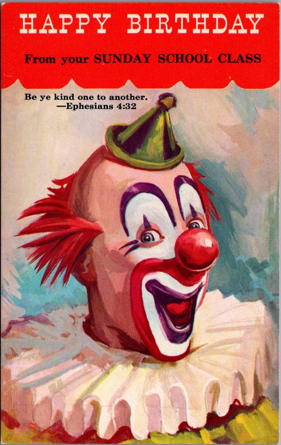 Vintage Abingdon Happy Birthday Clown Sunday School Postcard Litho