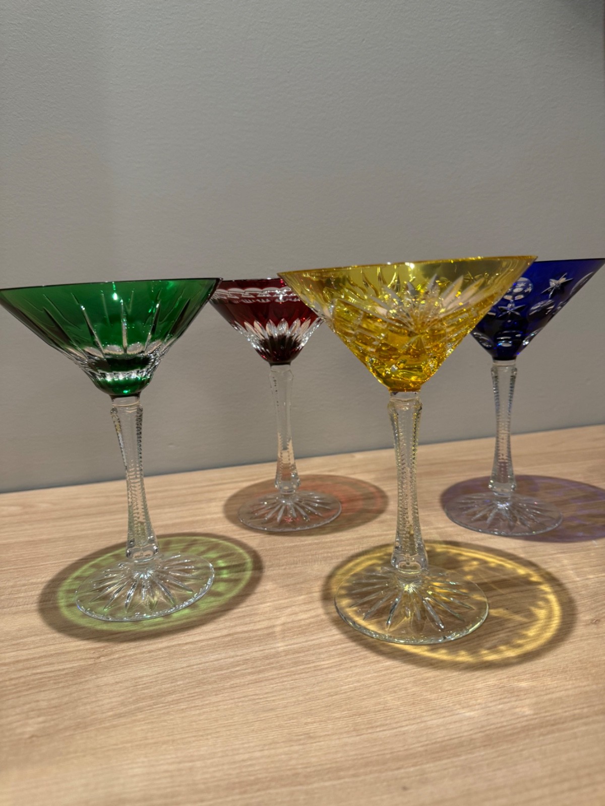 Faberge Cut to Clear Imperial Crystal Martini Set of Four in mint condition Faberge Cut to Clear Imperial Crystal Martini Set of Four in mint condition