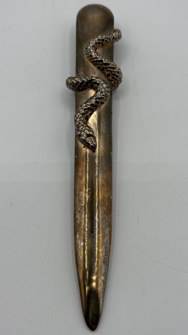 L’OBJET Snake Letter Opener Gold Plated Brass Serpent Desk Accessory