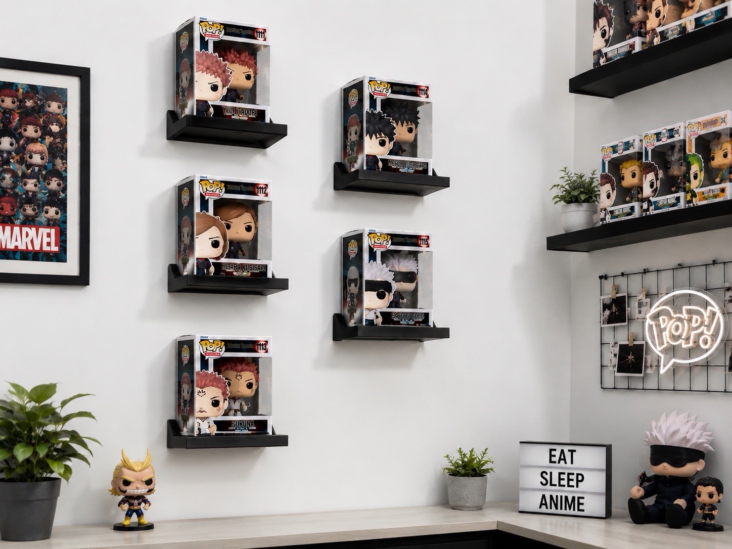 6 Funko Pop Box Wall Mount:  Black - Standard Box Size