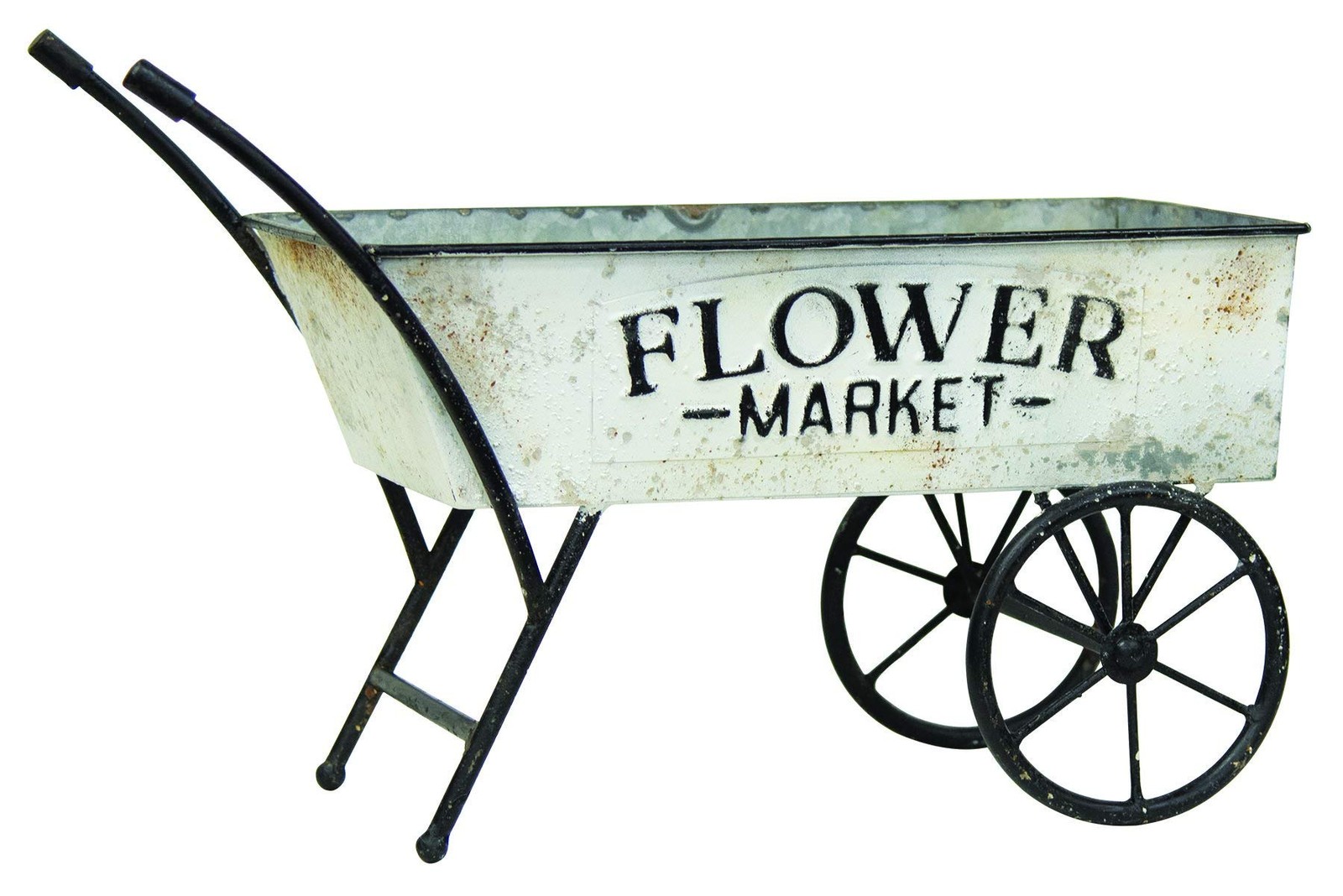 Col House Designs VintageFlower Market Metal Cart Modern Farmhouse Decor Vintage