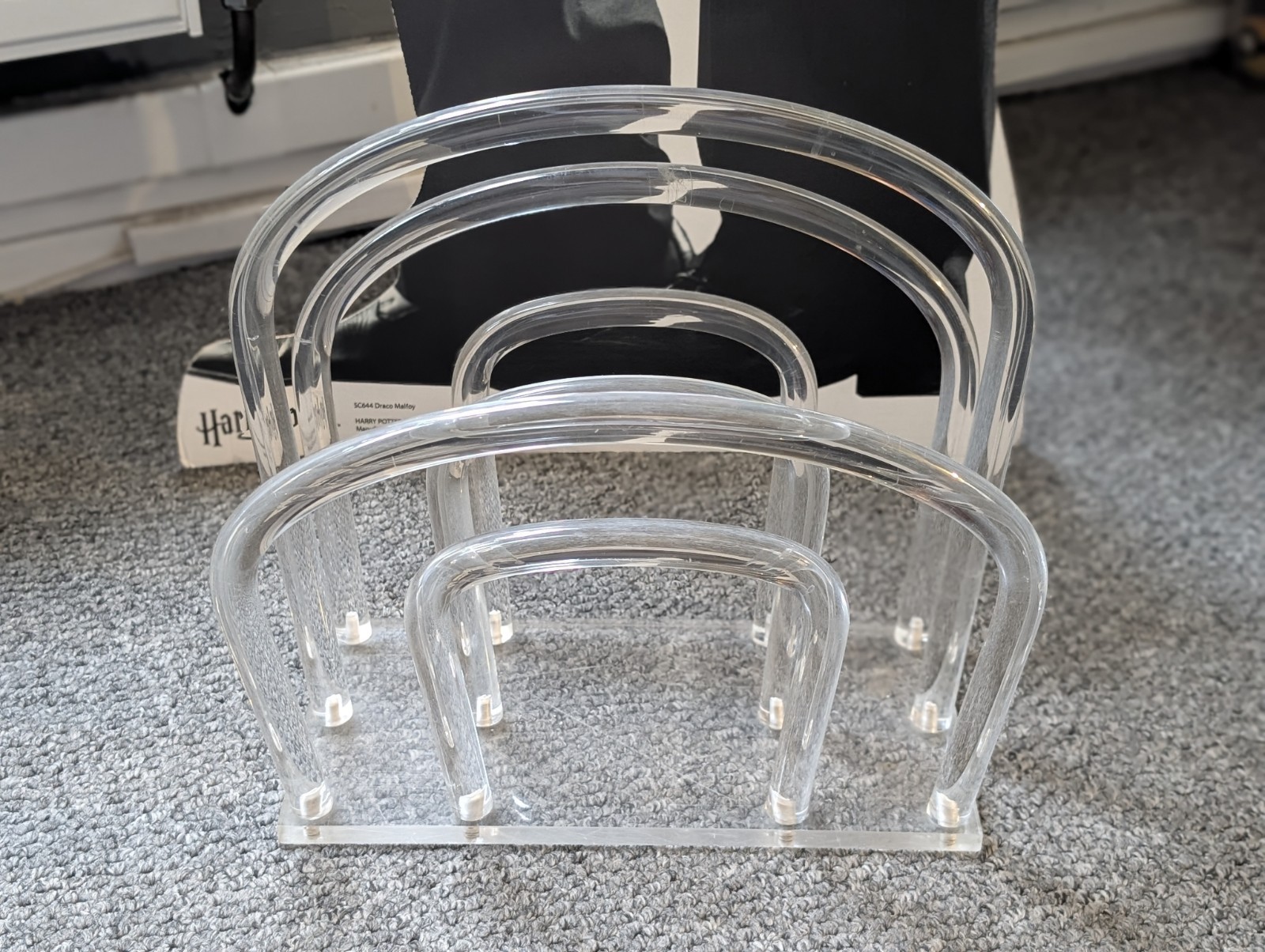 Vintage 1960s Clear Acrylic Rack Lucite Mail Organiser Dorothy Thorpe Style Vintage 1960s Clear Acrylic Rack Lucite Mail Organiser Dorothy Thorpe Style