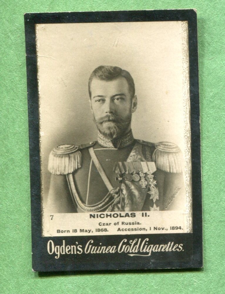 1902 OGDEN'S GUINEA GOLD GENERAL INTEREST TOBACCO CARD #7 NICHOLAS II RUSSIA 1902 OGDEN'S GUINEA GOLD GENERAL INTEREST TOBACCO CARD #7 NICHOLAS II RUSSIA