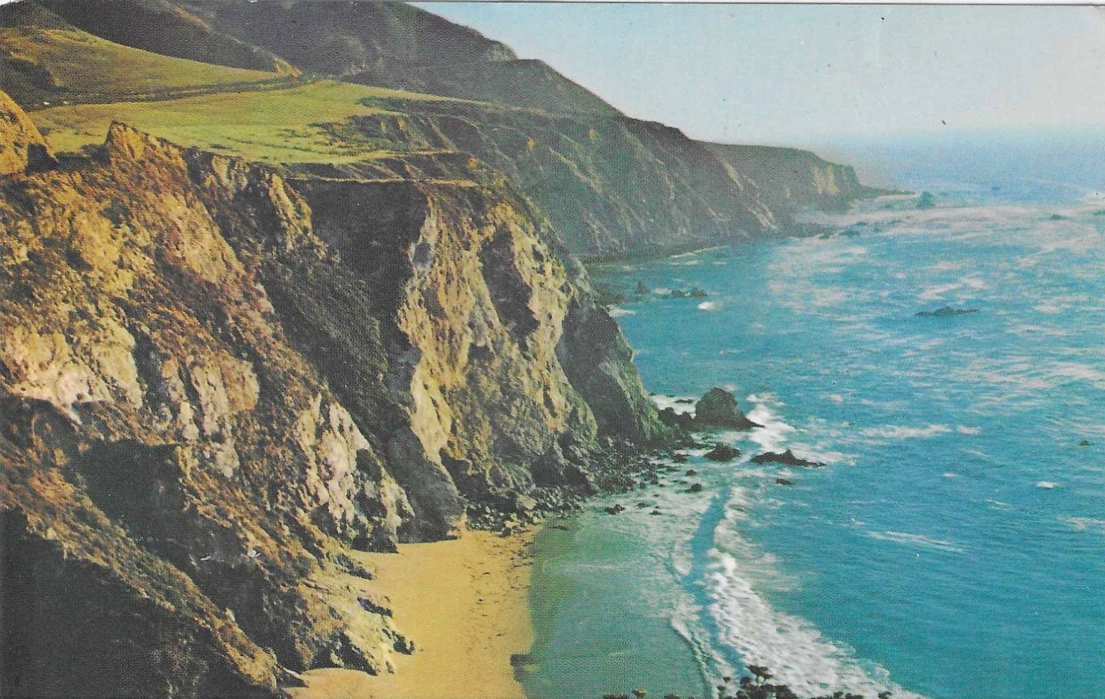 Vintage California Chrome Postcard Brown Cliffs Coast Highway 1 South Carmel