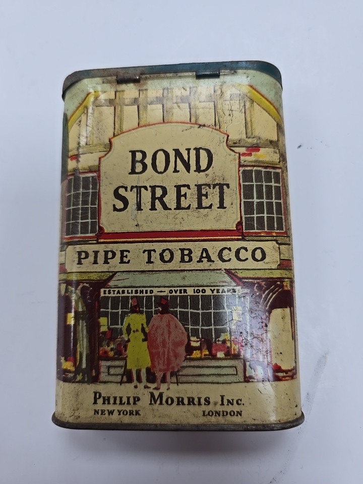 Vintage 1930s Bond Street Philip Morris Pipe Tobacco Empty Pocket Tin 