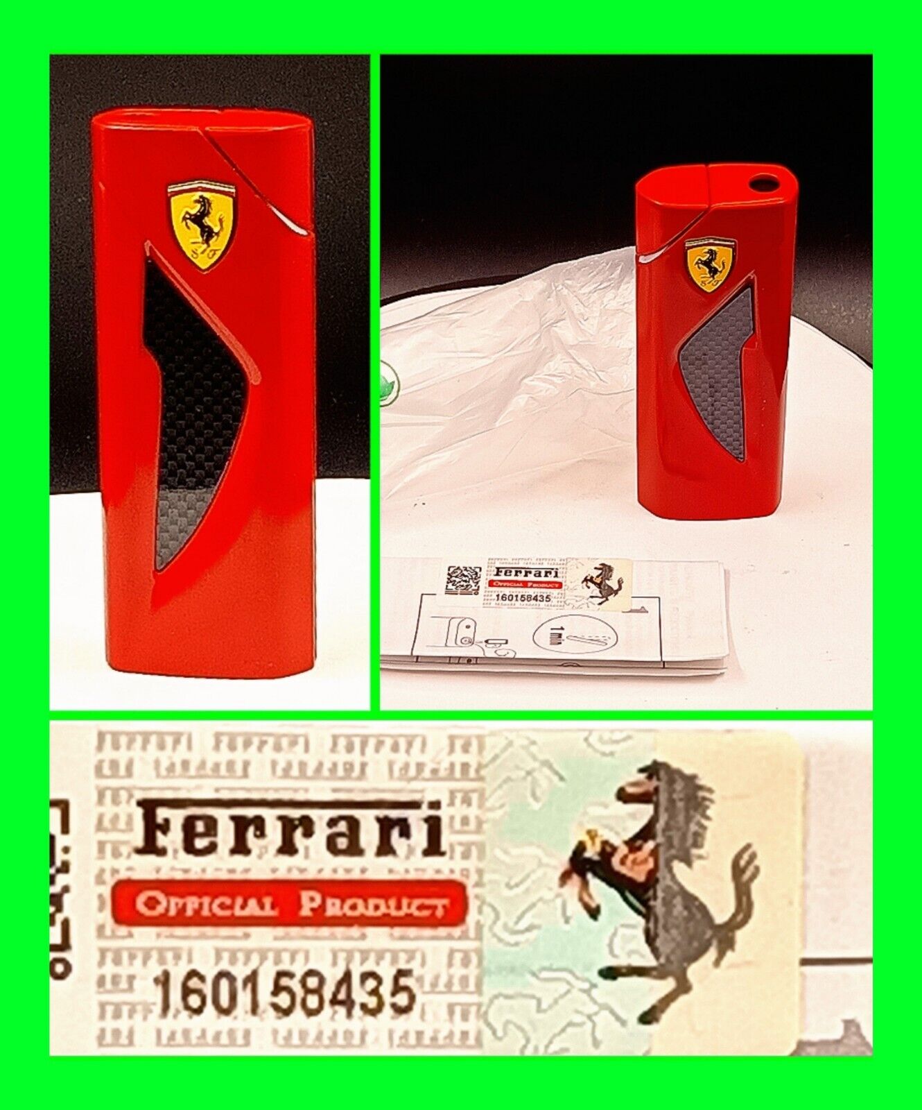 New Limited Edition Ferrari Red Metal Cigarette Lighter w/ Papers ~ REFILLABLE
