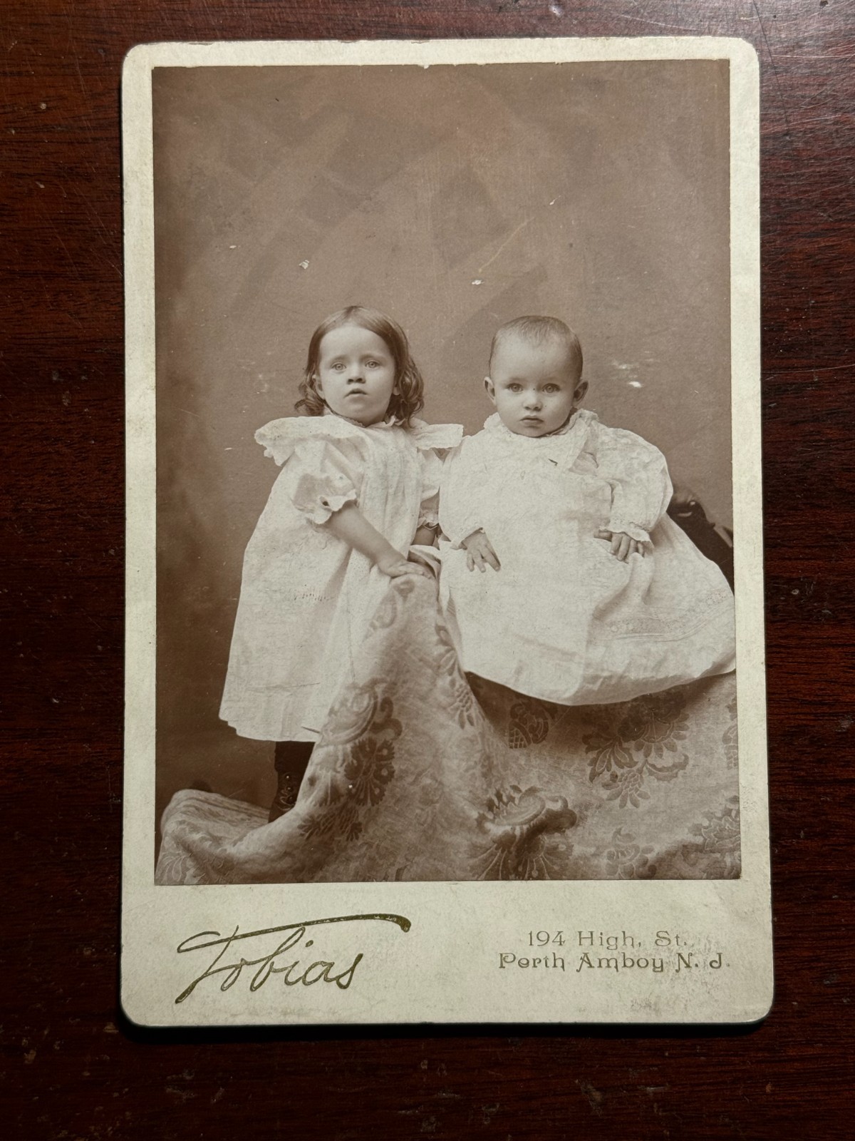 Two Children Baby High St. Tobias Perth Amboy NJ Cabinet Card Photo