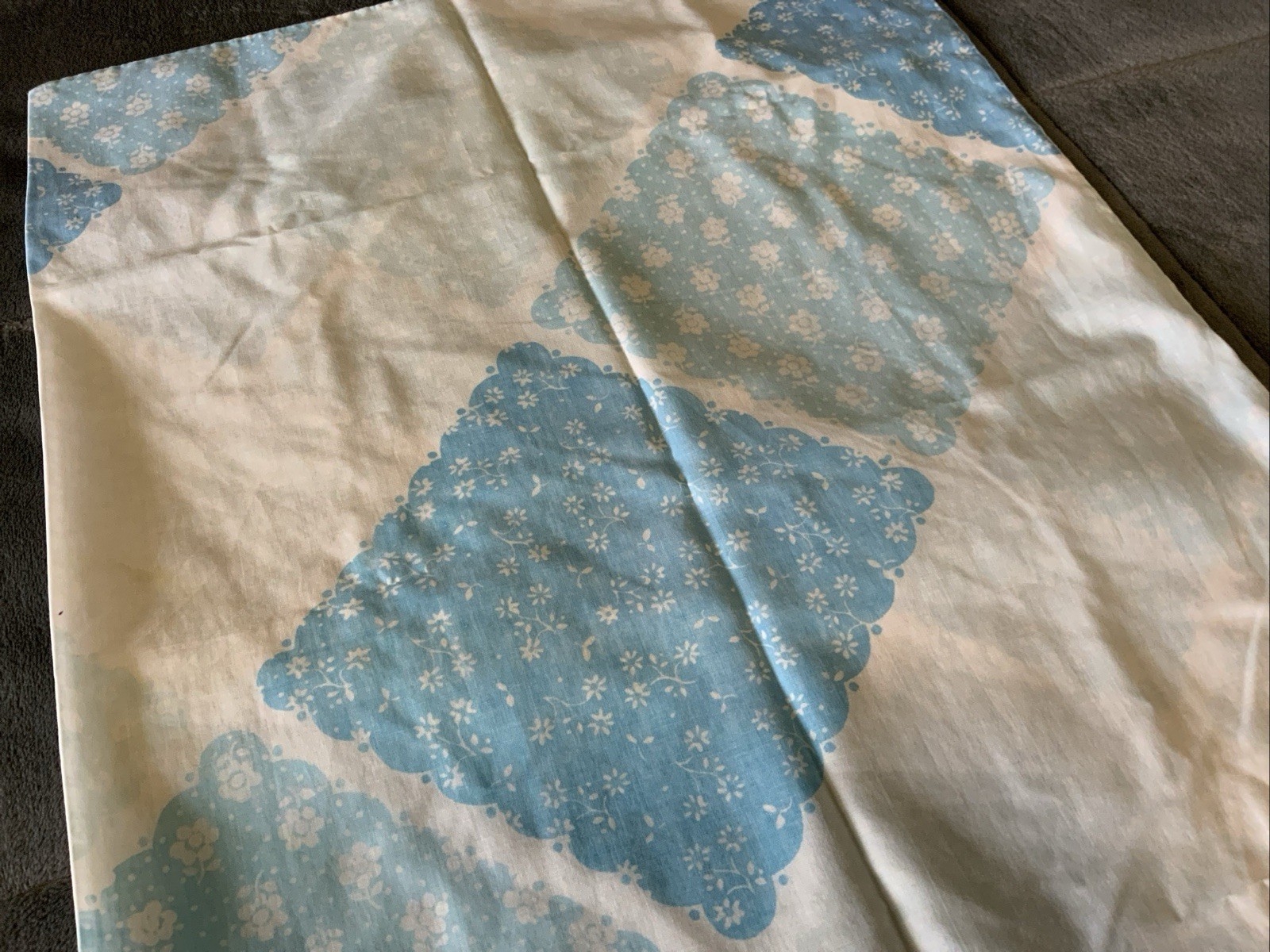 Vintage Sears Perma Prest Standard Pillowcase Cottagecore Grannycore Blue Patch