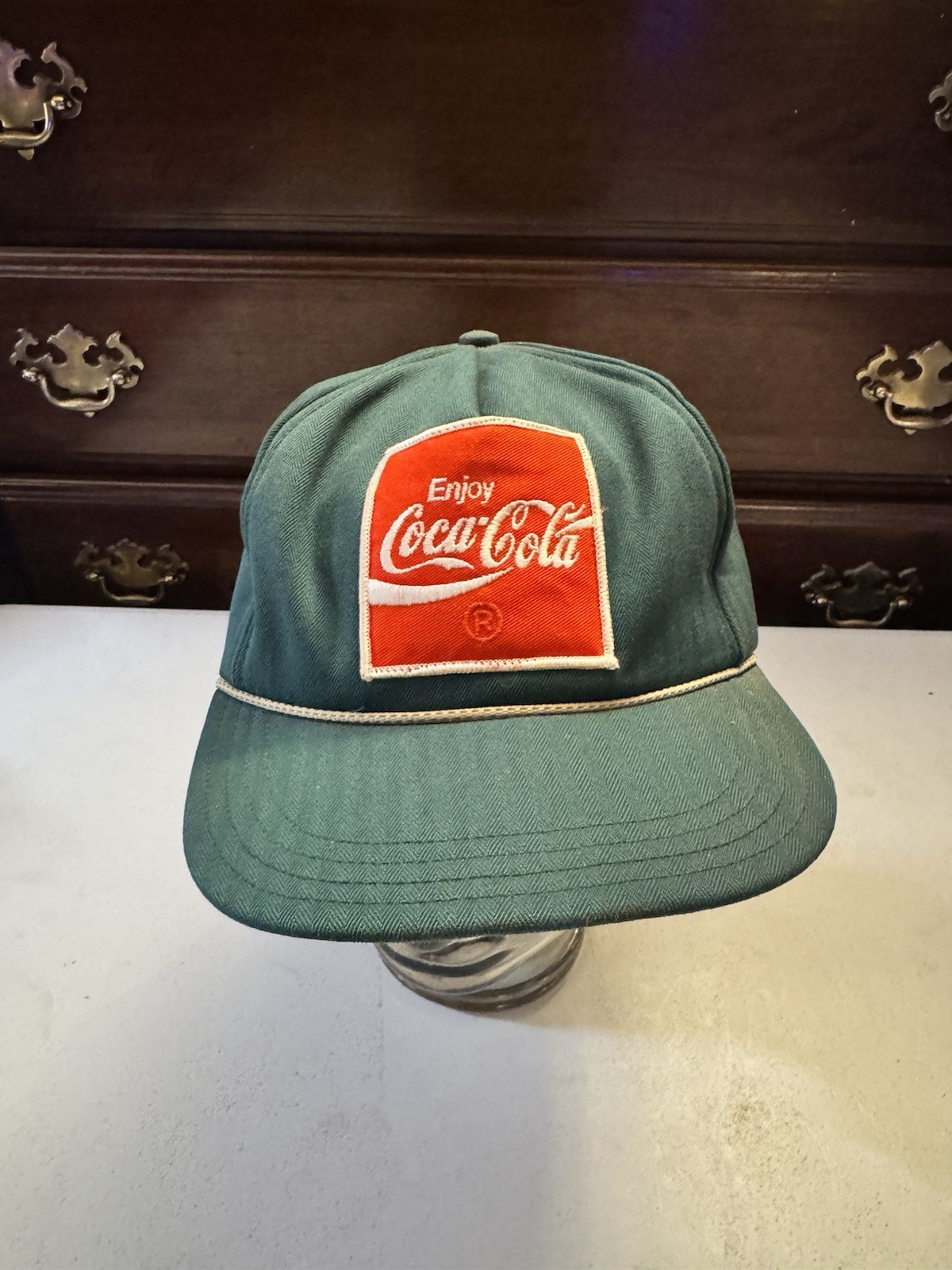 Vintage Unitog, Enjoy Coca Cola, Patch, Snapback, Hat Green, Medium Uniform Hat