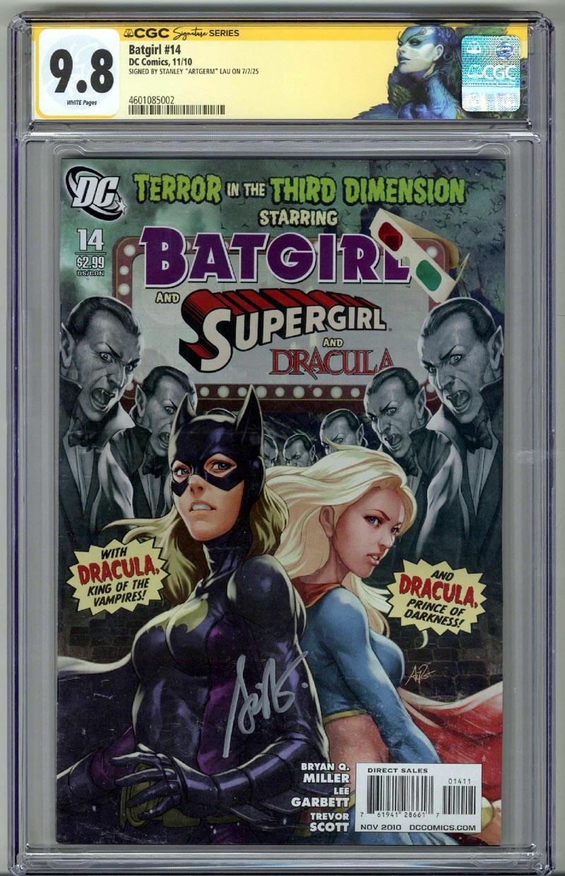 BATGIRL #14 CGC 9.8 SS SIGNED STANLEY ARTGERM  SUPERGIRL DRACULA LOW POP RARE