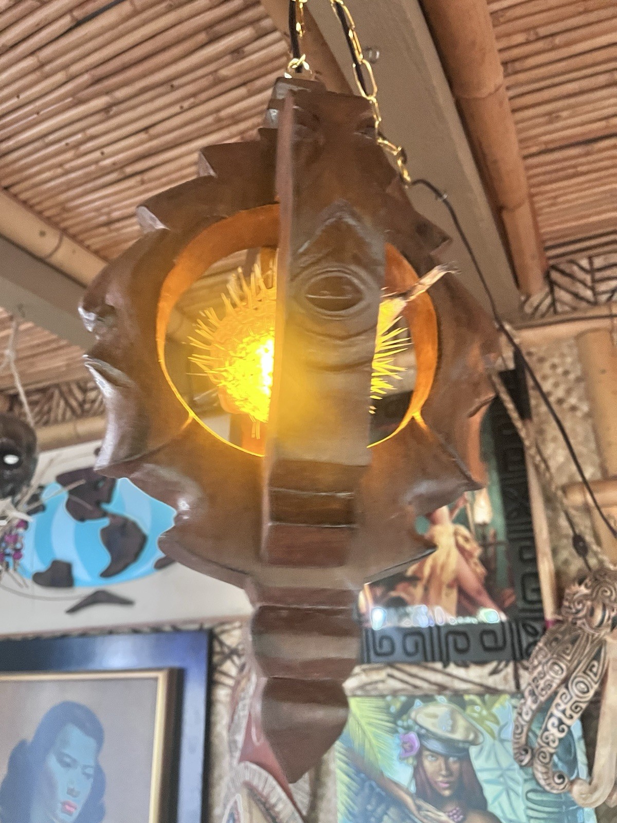 NEW Witco Style Lamp W/Real Pufferfish lamp Y Led Tiki bar Oceanic