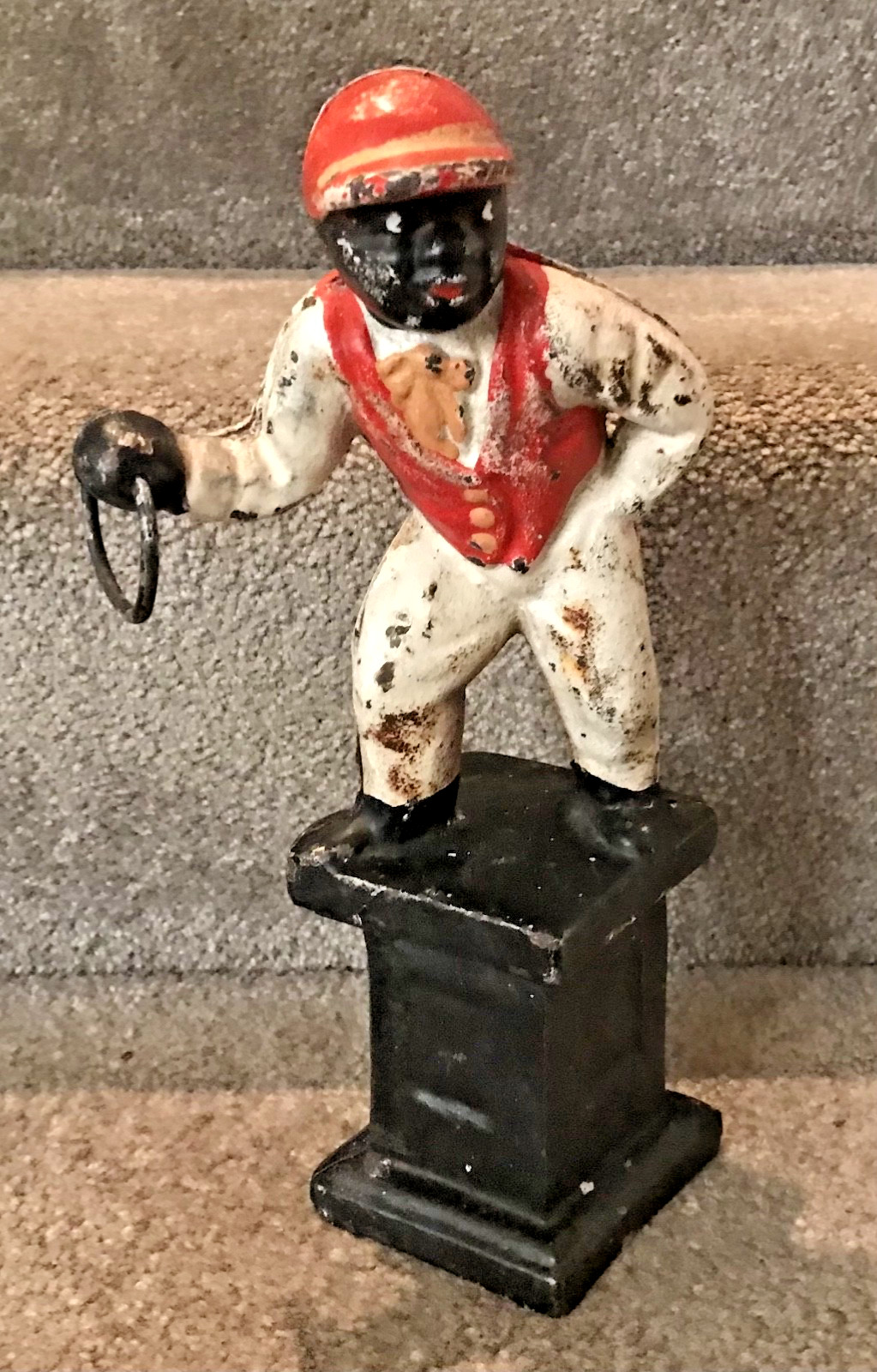 Vintage Cast Iron Hitching Post Horse Jockey Vintage Door Stopper