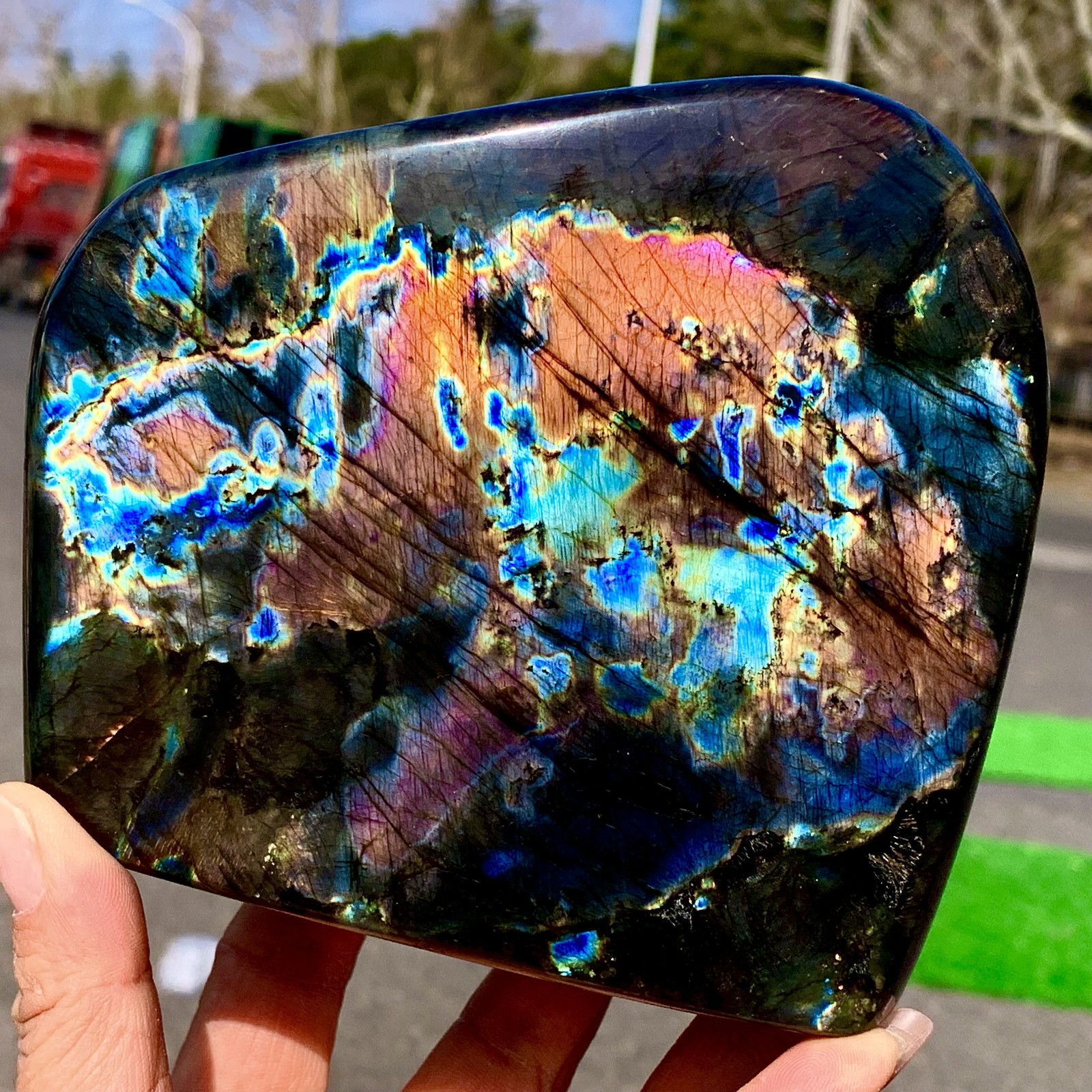 3.04LB Natural Gorgeous Labradorite QuartzCrystal Stone Specimen Healing