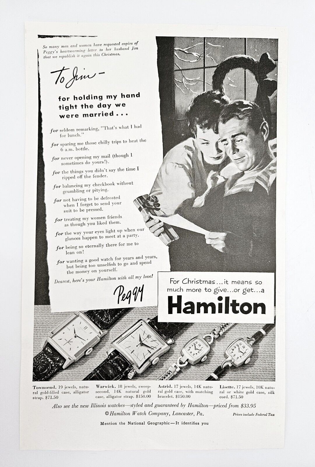 Hamilton watch vintage ad original 1953 watches advertisement