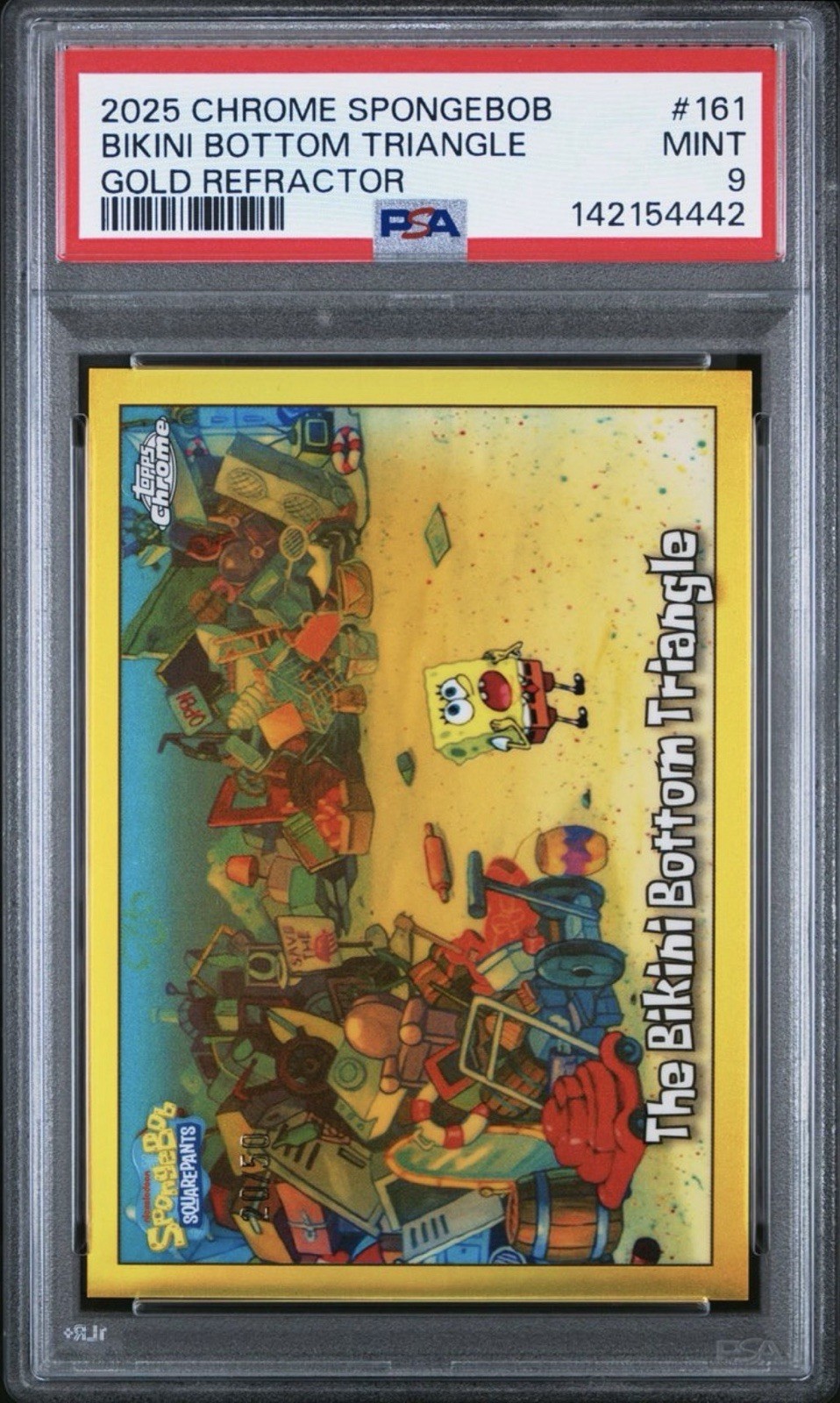 2025 Topps Chrome SpongeBob The Bikini Bottom Triangle #161   🏆 Gold /50 PSA 9 