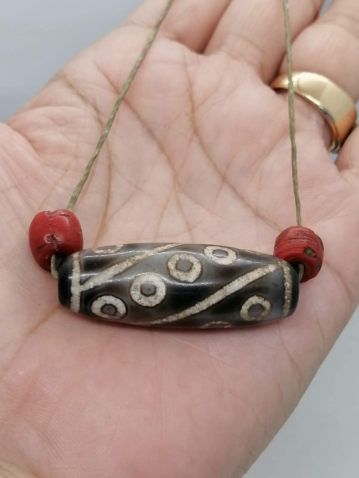 Tibetan genuine old ancient Multi  eyes dzi bead  Good Luck Money amulet real