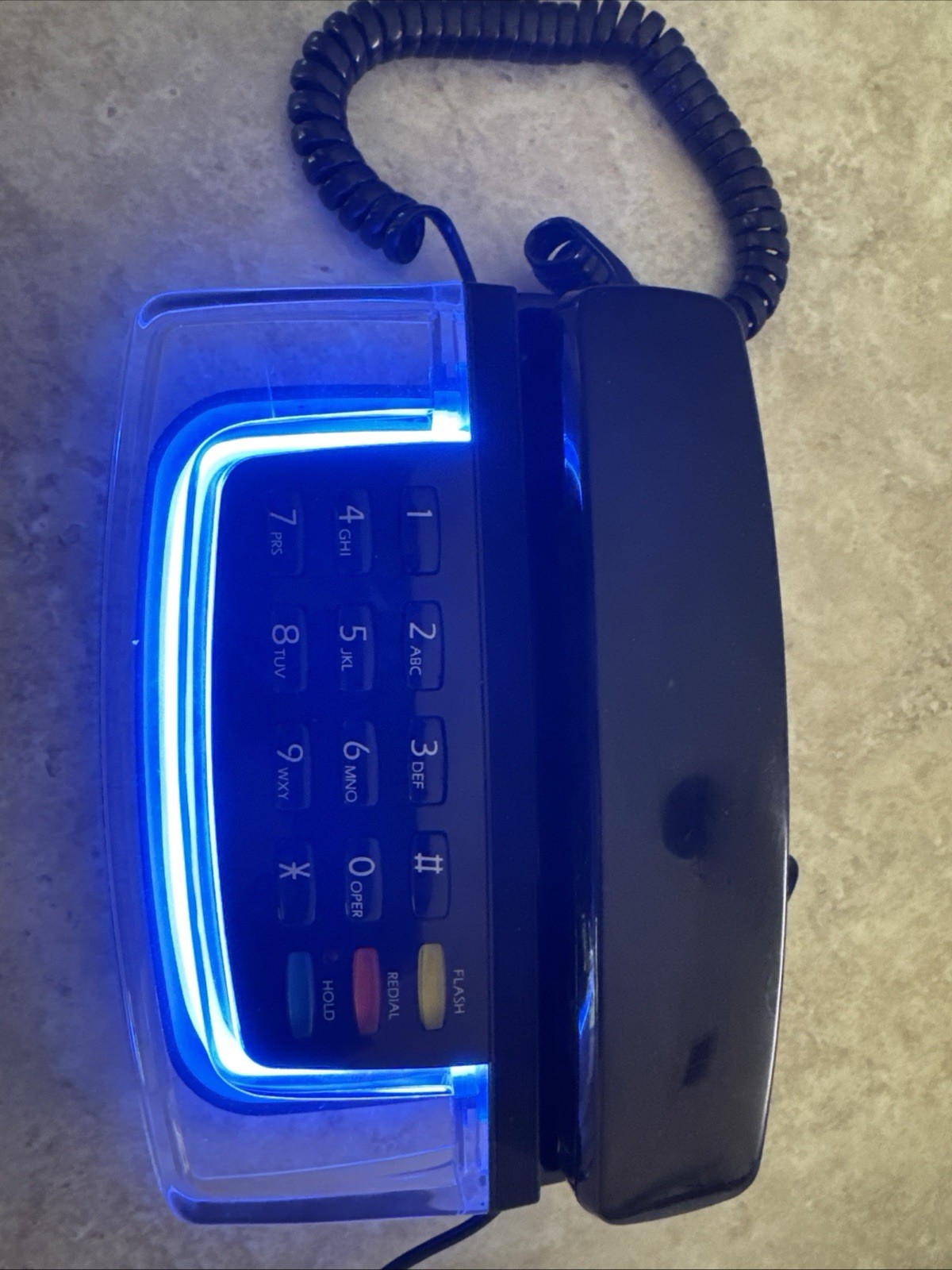 Radio Shack 90s Krystalite Blue Neon Clear Light  43-811 Krystal phone WORKS 