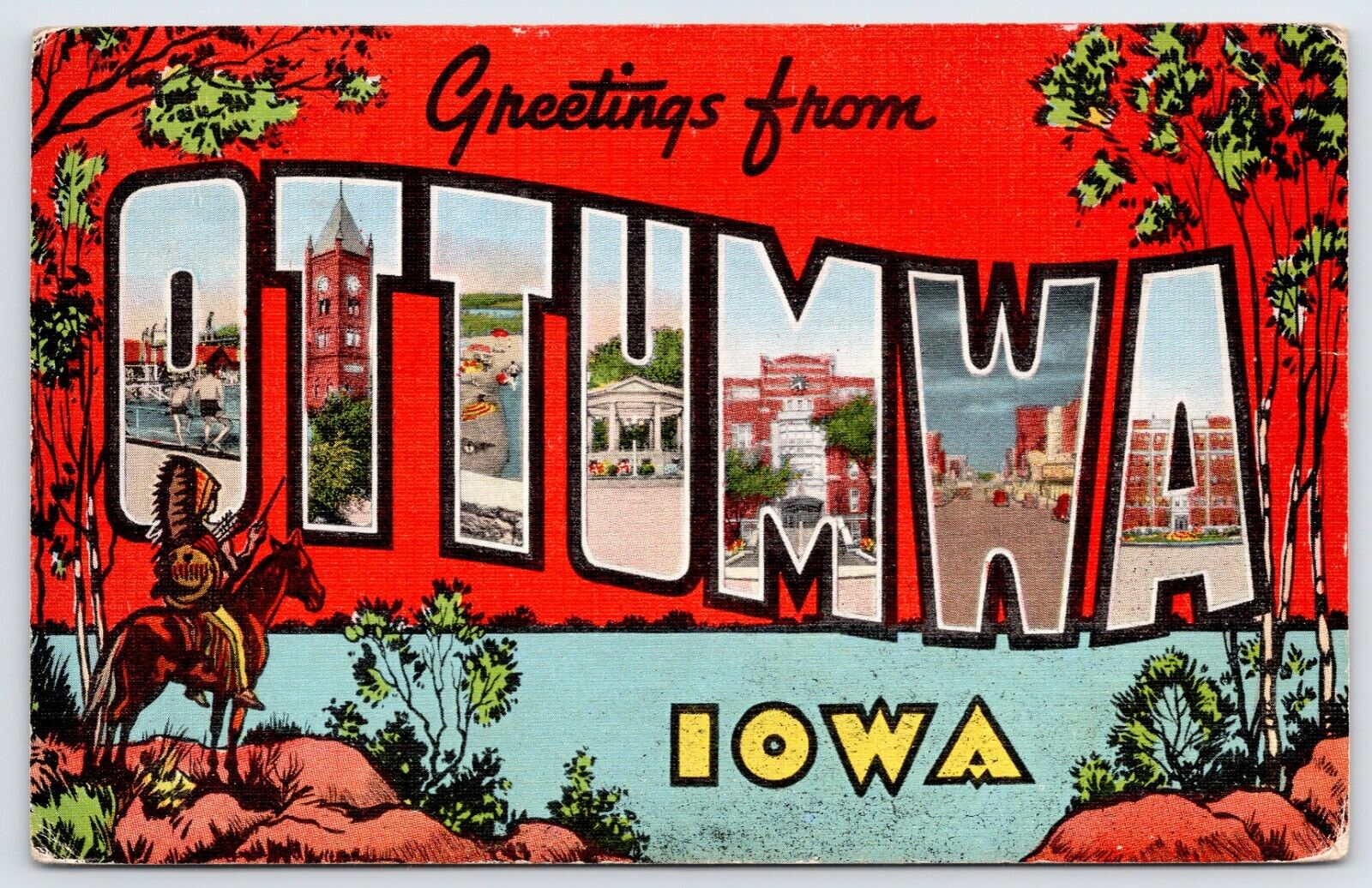 Postcard Greetings From Ottumwa, Large Letter Iowa Posted 1945