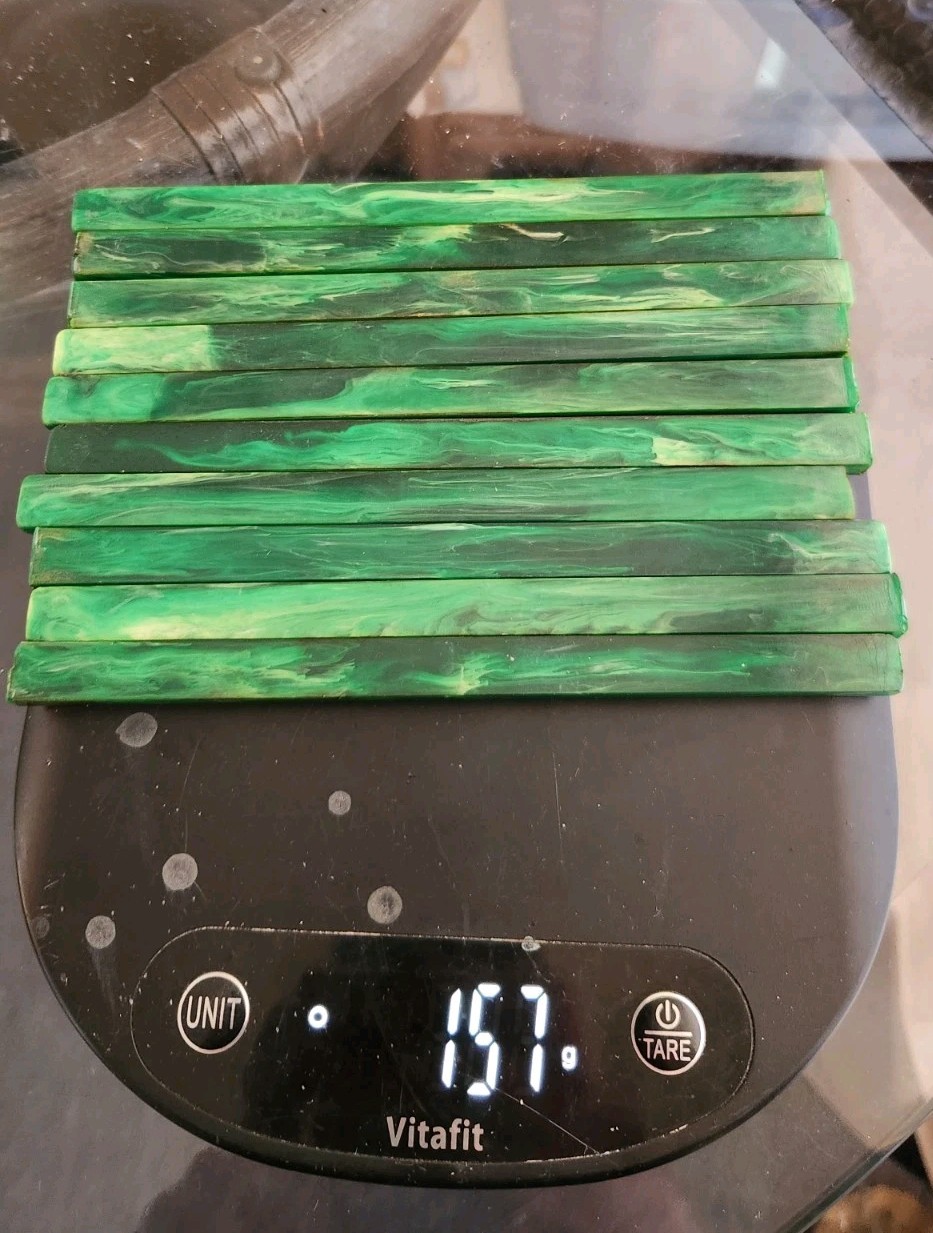 Vintage green marbled bakelite rods. 6.4mm×11mm×6.6\