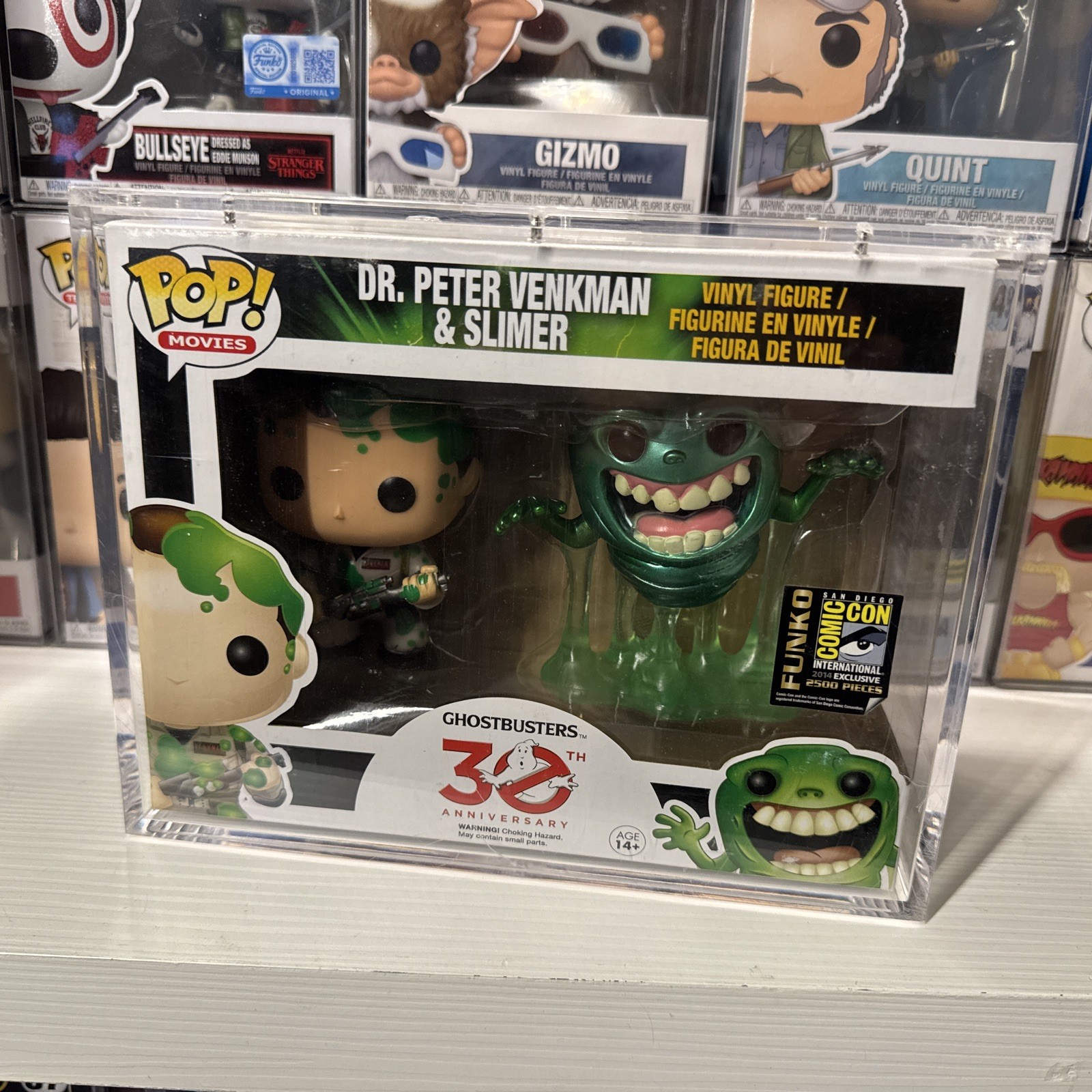 Funko Pop Dr. Peter Venkman & Slimer 2 Pack (Metallic) (2014 SDCC; 2500 Pcs)