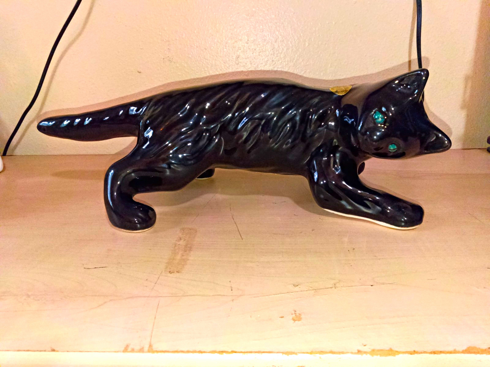 Rare Vintage Camark Wall Climbing Black Cat with Green Eyes MCM