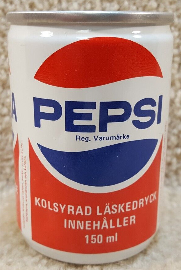 Vintage Pepsi Cola Can 150 ml Made In Sweden Swedish Lift Ring And Pull
