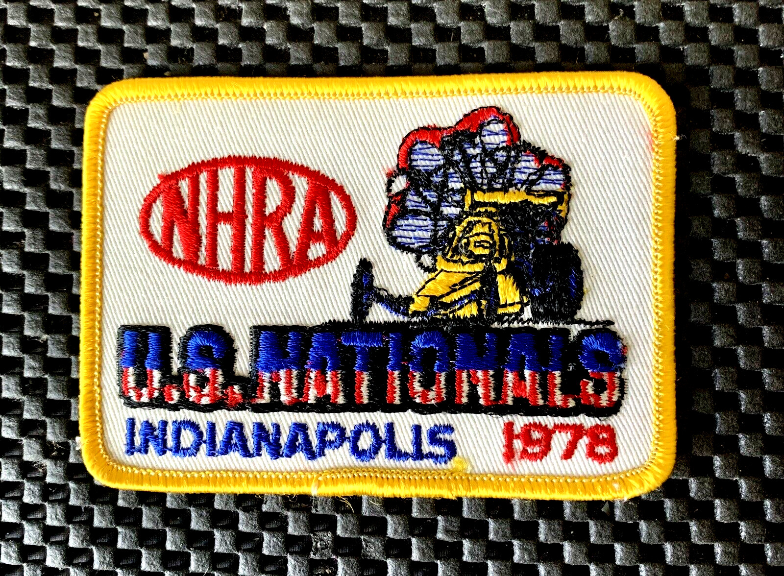 NHRA U.S. NATIONALS INDIANAPOLIS 1978 EMBROIDERED SEW ON PATCH 4 1/4\
