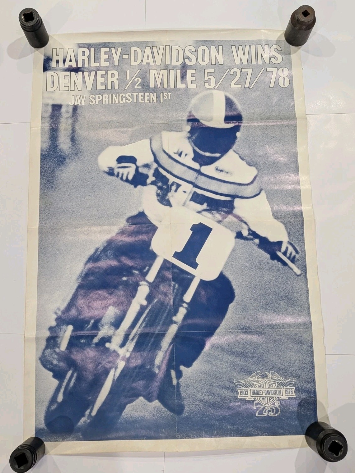 1978 Harley-Davidson Jay Springsteen Denver Half Mile Racing Poster 27x35