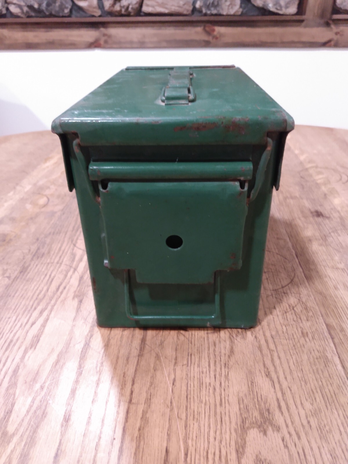 Vintage  SCF ARMY MILITARY AMMUNITION GREEN METAL BOX BELTED HEAVY