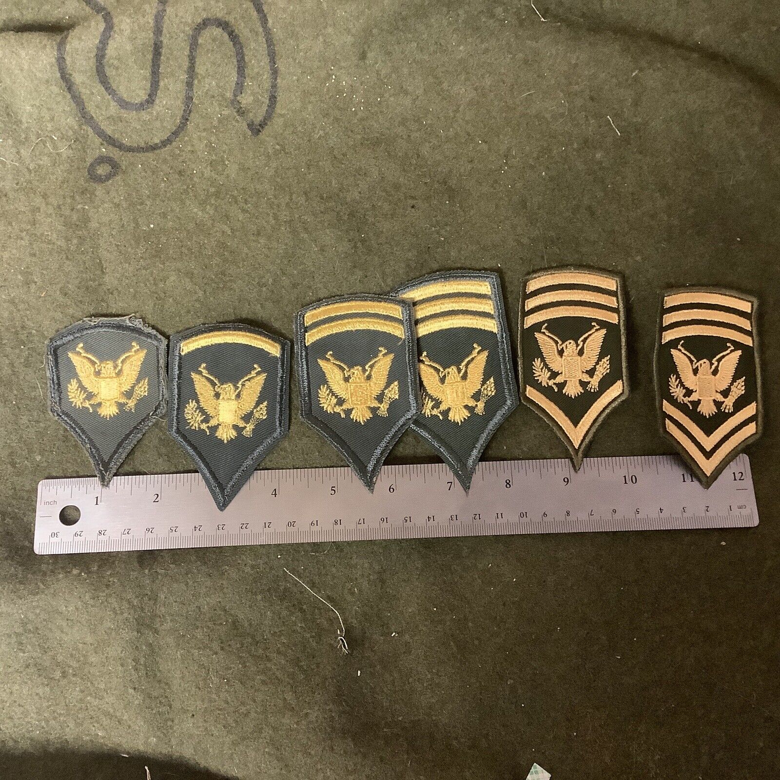 US Army SSI/ Rank Patch Set ( Female E4/5/6/7/8/9..all “ New” but the E4)
