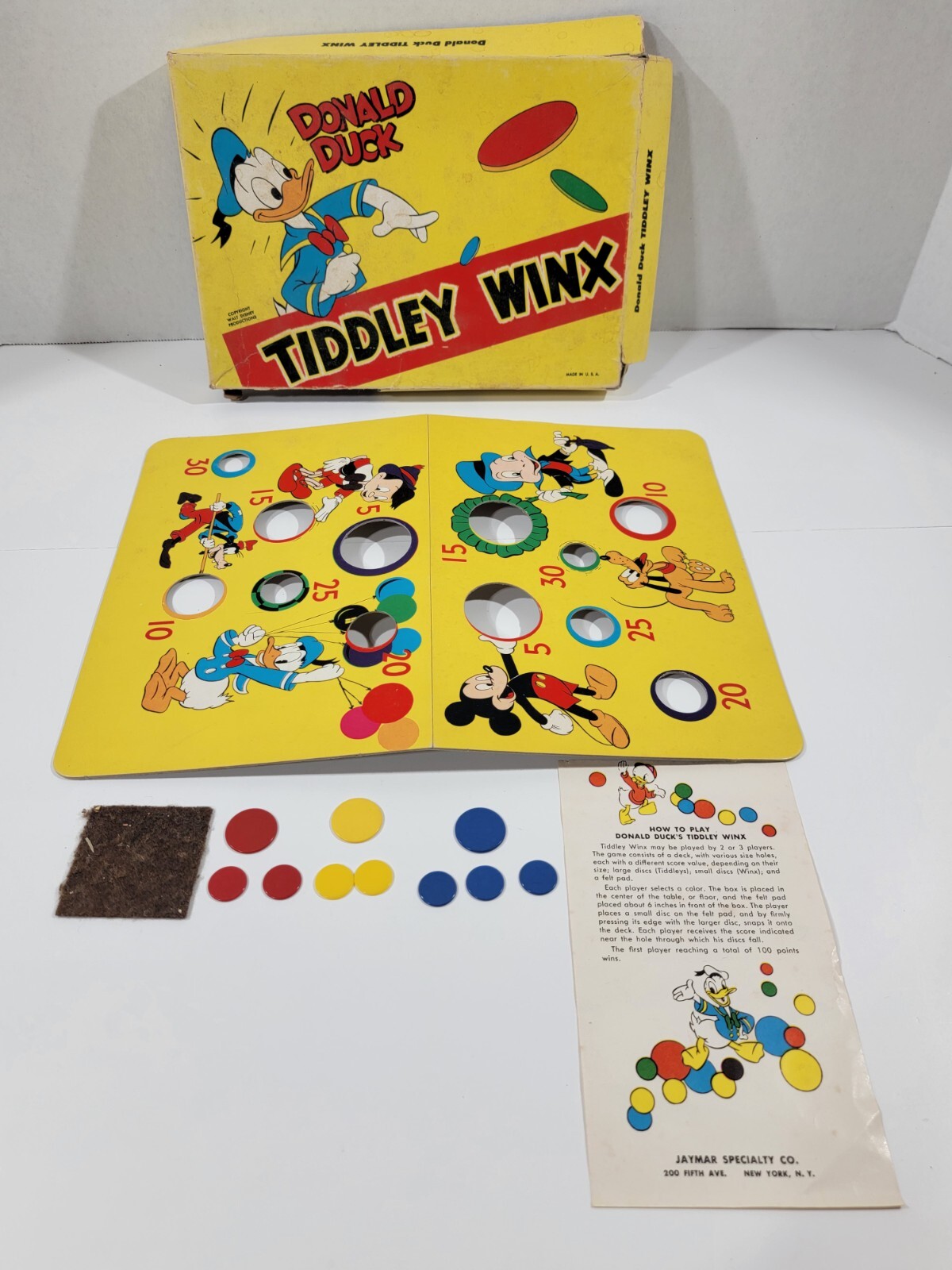 Vintage Jaymar 1950\'s Disney Donald Duck Tiddley Winx Game Tiddleywinks Winks